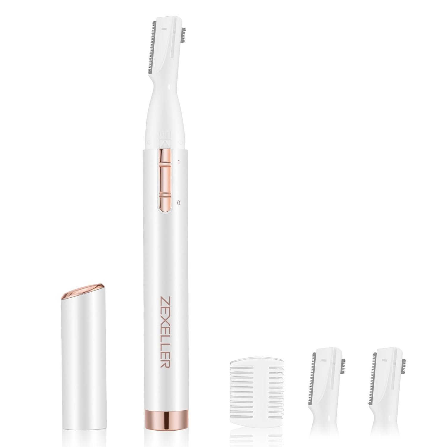 Upgraded Eyebrow Trimmer, Precision Electric Razor for Women Men, Battery Operated Painless Facial Hair Remover with Adjustable Comb & Washable Blade (Face, Upper Lip, Chin, Neck)