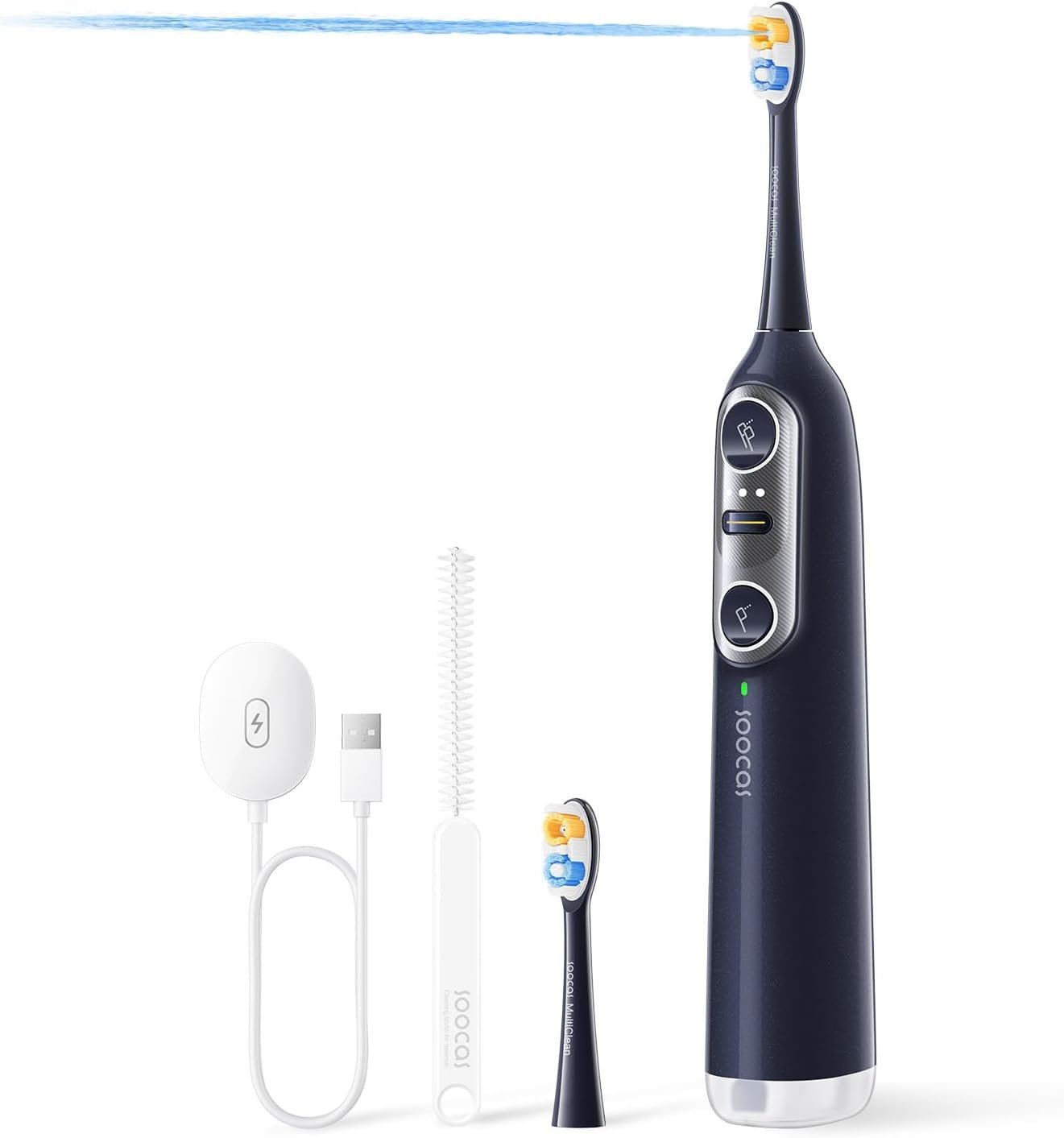 Soocas NEOS II Electric Toothbrush with Water Flosser Combo, Dark Violet | 2-in-1 brushing and flossing for daily gum care and braces; space-saving, 30-day battery, portable, rechargeable, waterproof