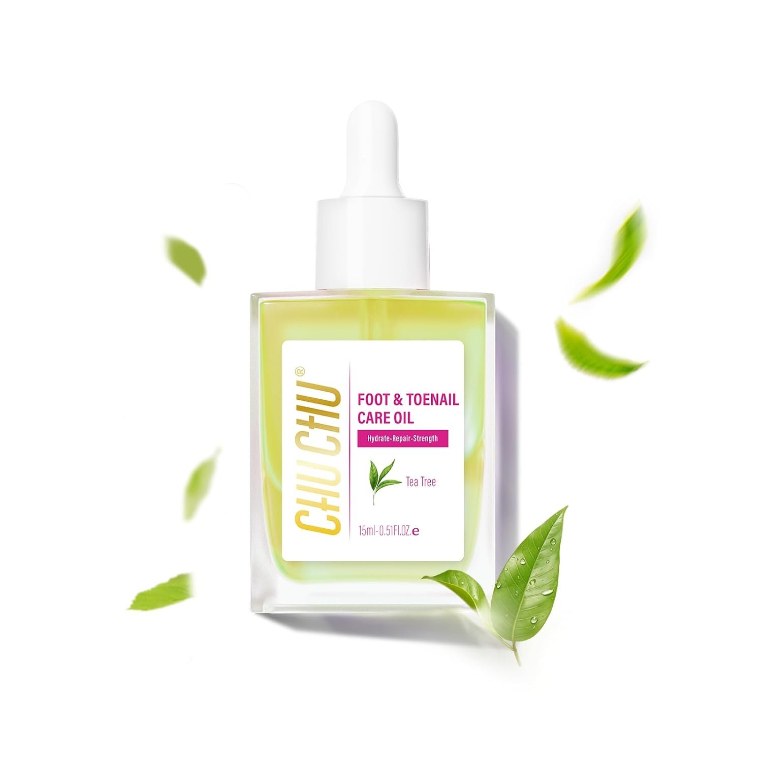 CHUCHU Vegan Cuticle Oil for Nails: Tea Tree Jojoba Nail Cuticle Oil with Vitamin B & E for Moisturizes Cuticle and Nail’s Skin – Prevents Hangnails and Chapped 15ML