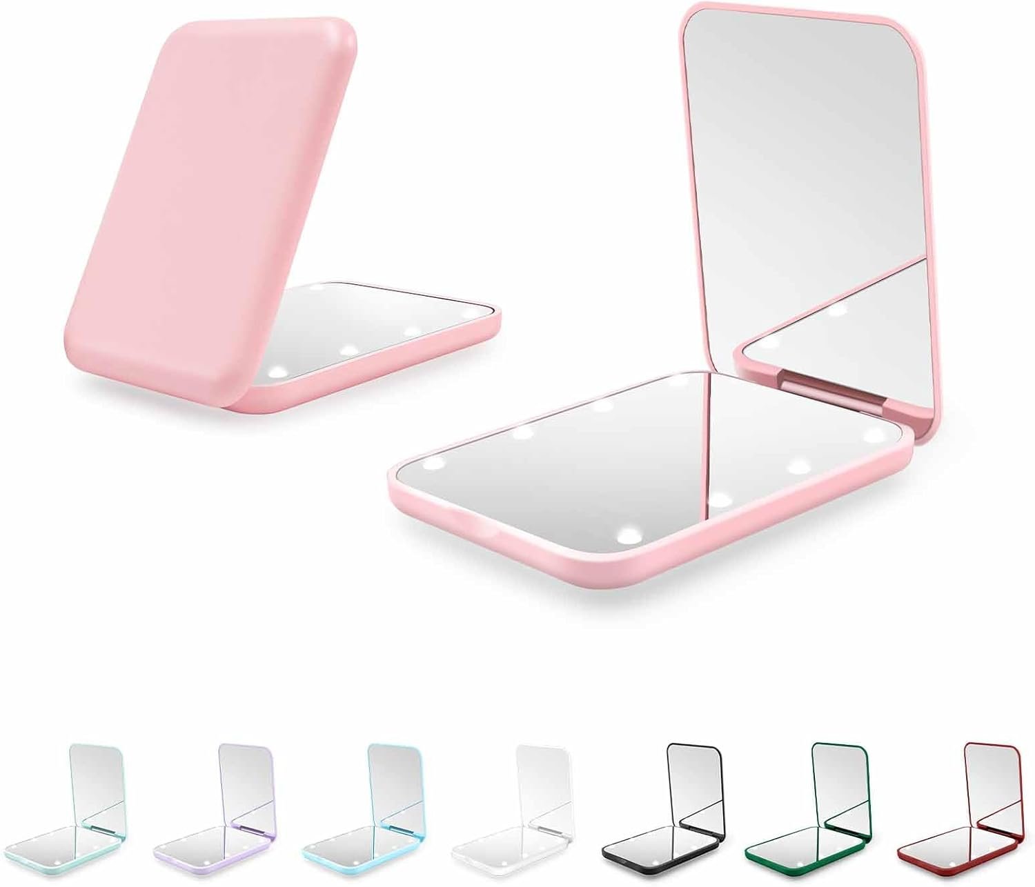Compact Mirror with Light, 1X/3X Magnification LED Pocket Mirror for Women | Portable, Travel, Purse, Pocket, Gift, Pink, mini, small, essentials, led, fiberglass, batteries, rectangular
