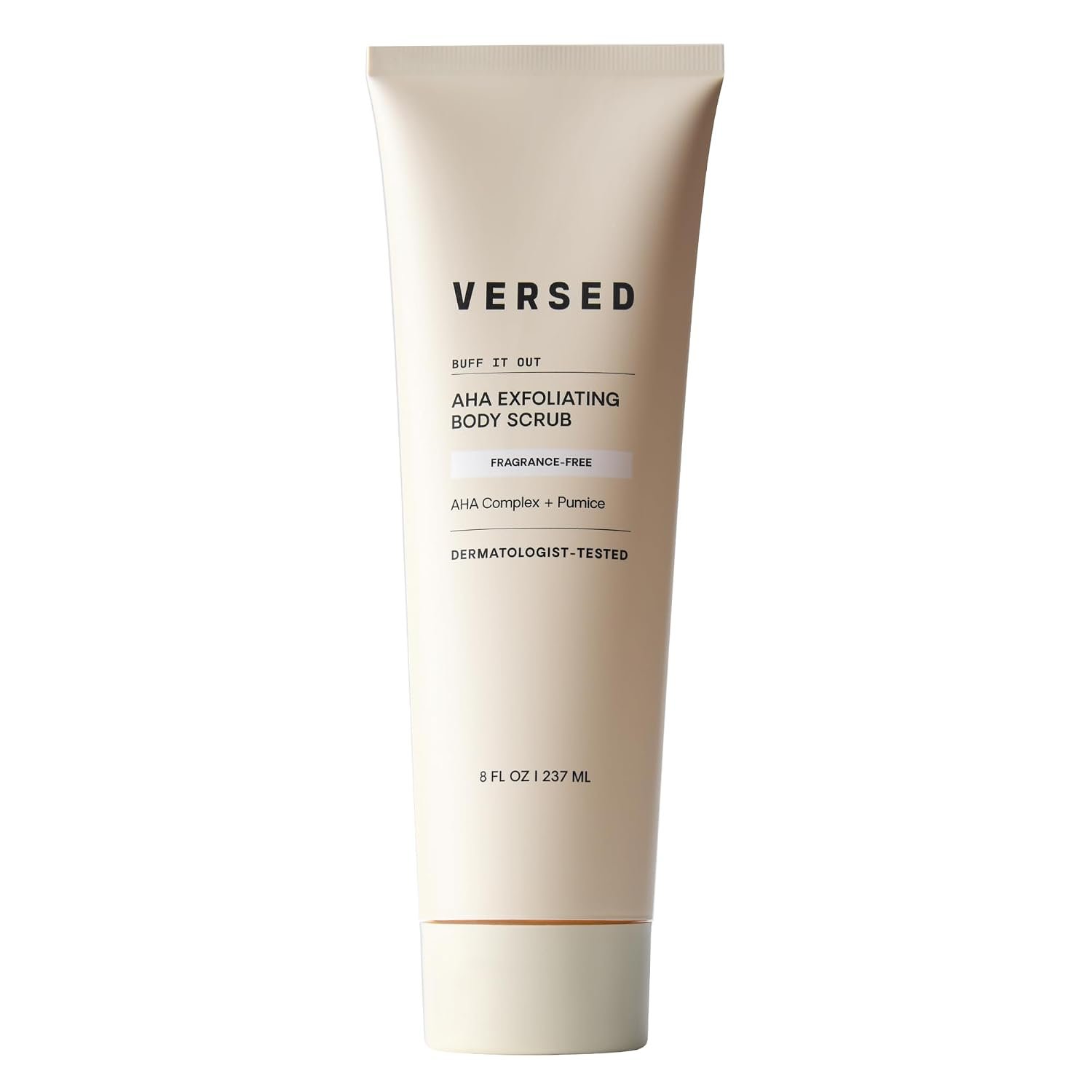 VERSED Buff It Out AHA Exfoliating Body Scrub | Fragrance Free, 8 Oz | Smooths rough, bumpy skin and brighten dullness with glycolic & lactic acids