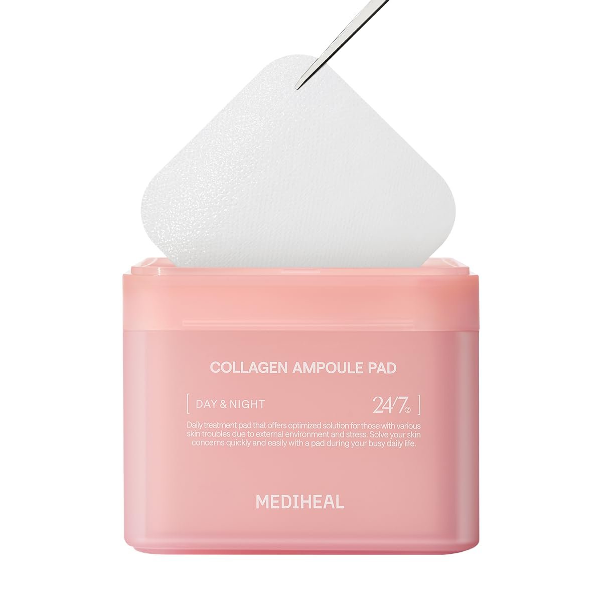 MEDIHEAL Toner Pads – Collagen Ampoule Toner Pad (100 count) with Ceramide – Skin Firming, Restore Elasticity, Deep Hydration – Tighten Wrinkles & Lines – Vegan Moisturizing Fabric, Korean Skin Care | with 98% Collagen for Aging & Sagging Skin | Nourishing & Boost Elasticity | Non-Comedogenic, Vegan Pads, Korean Skincare