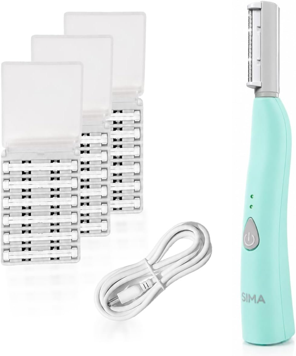 SPA SCIENCES – SIMA Patented Dermaplane Razor for Women Face | Painless 2-in-1 Facial Exfoliation & Peach Fuzz Hair Removal, Anti-Aging, 3 Speeds, Rechargeable, 19 Weeks Treatment