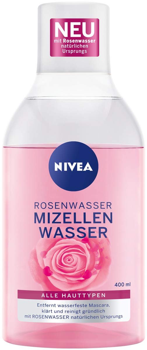 NIVEA MicellAIR Rose Touch Two-Phase Micellar Cleansing Water 400 ml – Gentle Daily Makeup Remover & Face Cleanser with Rose Water, Hydrates and Refreshes Skin for All Skin Types