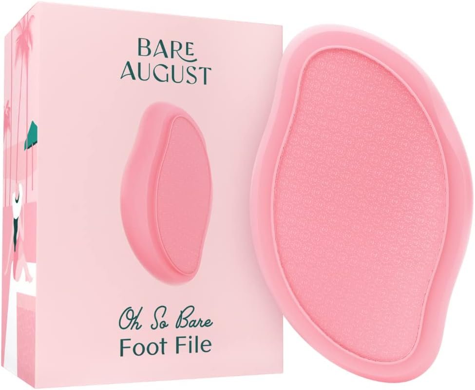 Bare August Glass Foot File Callus Remover- Heel Scraper & in Shower Foot Scrubber Dead Skin Remover – Pedicure Foot Buffer for Soft Feet