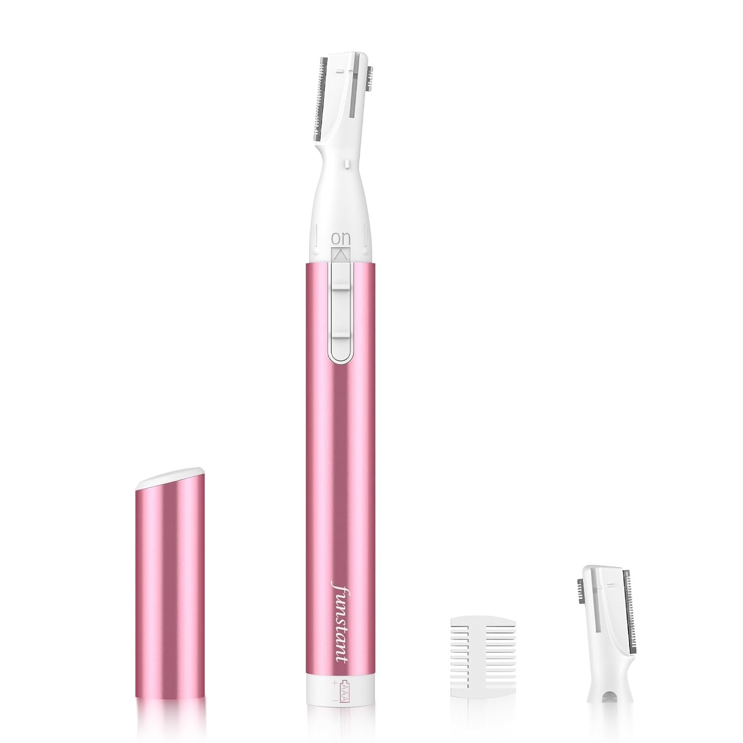 Upgraded Eyebrow Trimmer, Precision Electric Eyebrow Razor for Women Battery-Operated Facial Hair Remover with Comb No Pulling Sensation Painless for Face Chin Neck, Upper-Lip, Peach-Fuzz