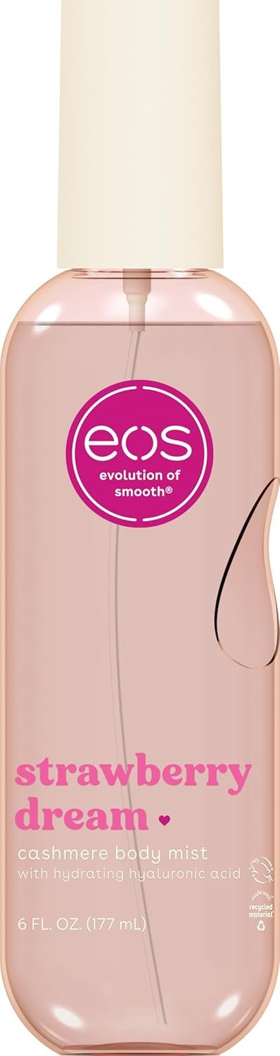 eos Cashmere Body Mist, Strawberry Dream, Body Spray for Women, Strawberry Perfume, Hair Mist, Moisturizing, Hyaluronic Acid, Glycerin, Vegan, Cruelty-free, 6 fl oz