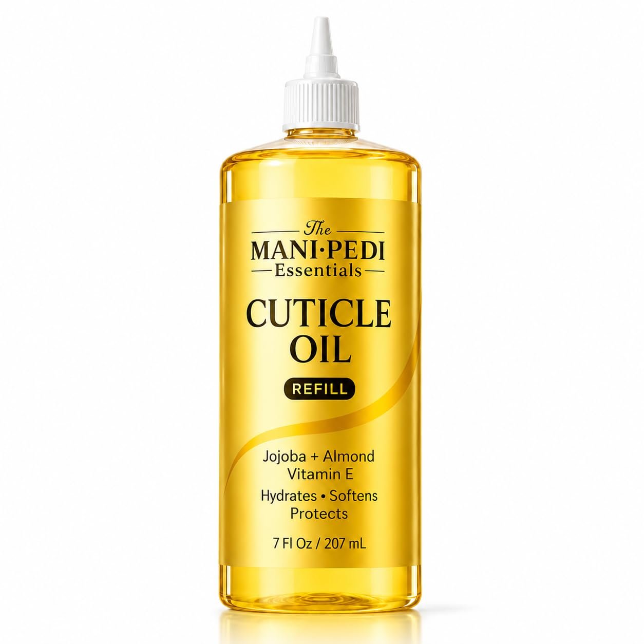 Professional Cuticle Oil Refill/Bulk Pack with precision nozzle for easy refilling – 7 Fl Oz. Enriched with Jojoba Oil, Vitamin E & Sweet Almond Oil. Nail Tech Supplies for Nourished Nails & Cuticles