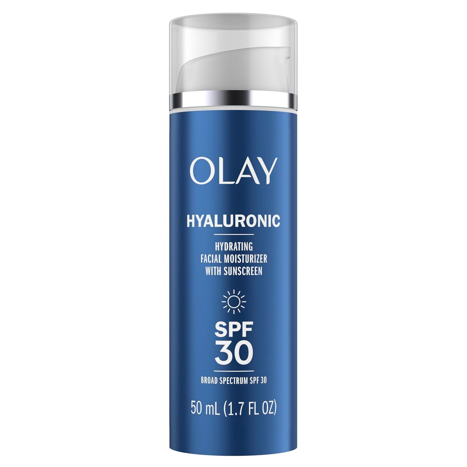 Olay Hyaluronic SPF 30 Hydrating Moisturizer with Sunscreen, Broad Spectrum SPF 30, Fragrance-Free, 1.7 oz