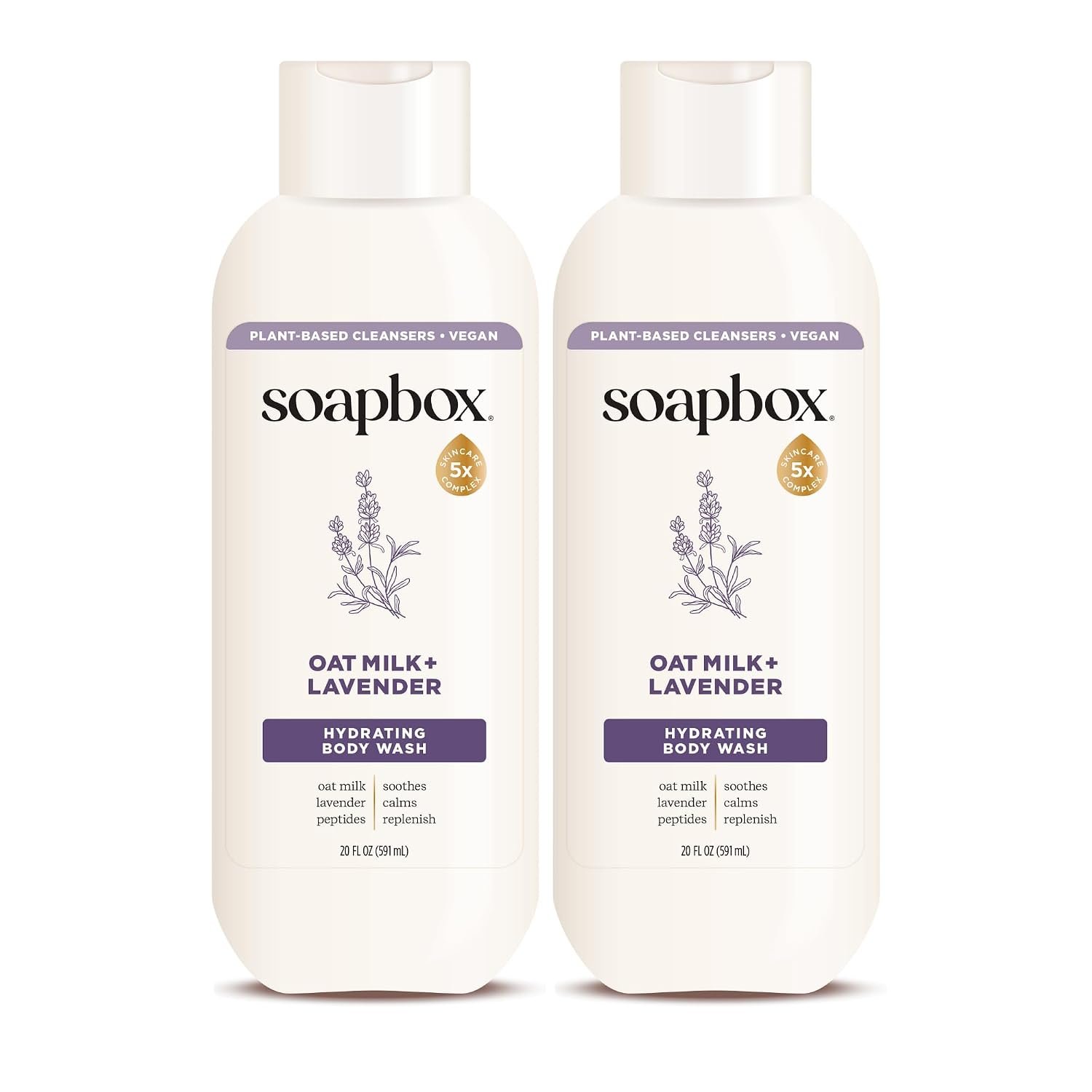 Soapbox Oat Milk & Lavender Body Wash – Hydrating Shower Gel – 2 Pack | Shea Butter Formula Leaves Skin Smooth – Moisturizing Body Wash – Free of Harsh Chemicals, Sulfates, Parabens & Silicones