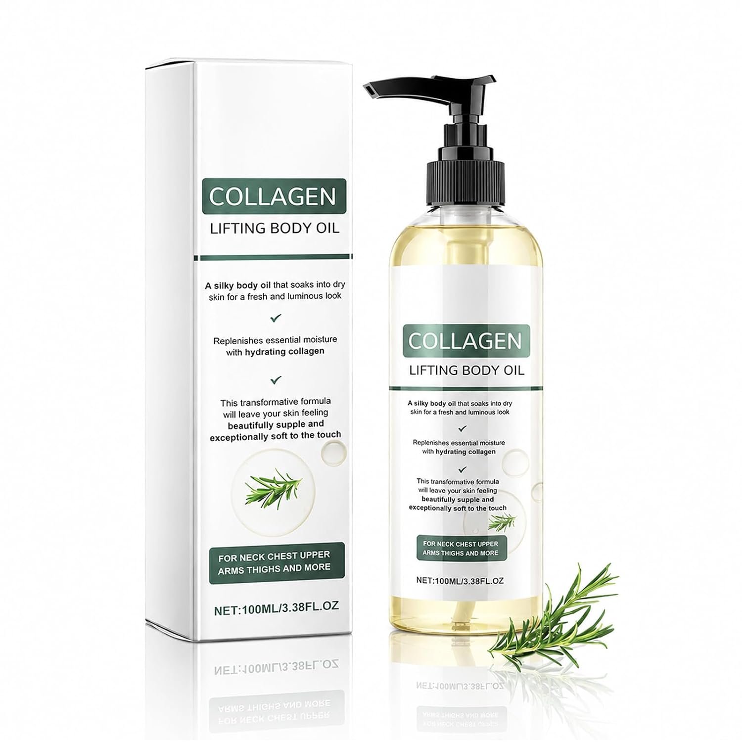 Collagen Oil, Collagen Lifting Body Oil for Firming & Hydration, Lightweight Non-Greasy Moisturizer for Smooth, Soft-Looking Skin, Daily Body Care for Women & Men, 3.38 Fl Oz