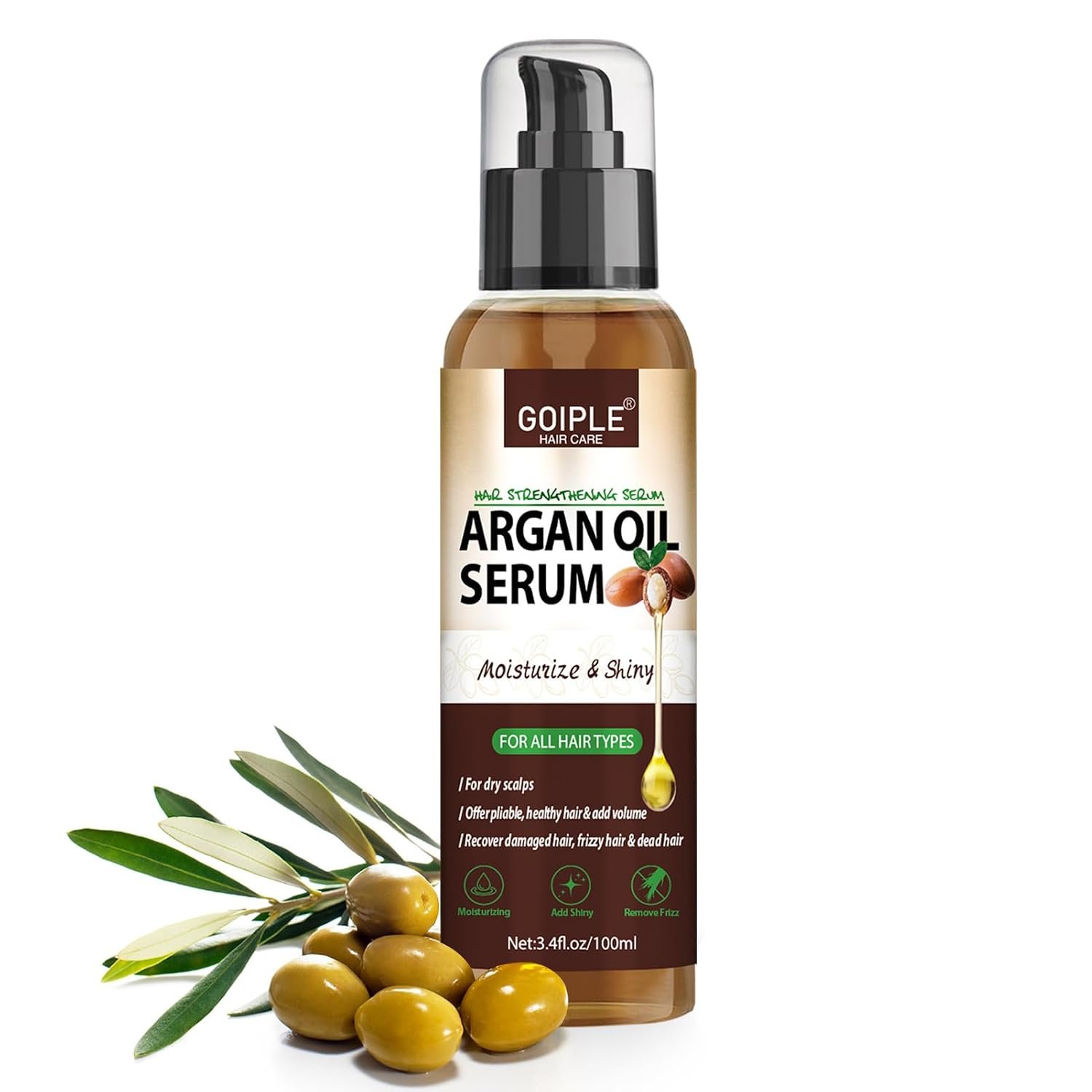 Argan Protein Hair Oil Serum Argan Oil Styling & Moisturizing Oil – Anti Frizz Control Nourishes & Repair Argan Oil for Dry Damaged Hair & Sclap Heat Protectant Serum for Shine Prevent Hair Burns