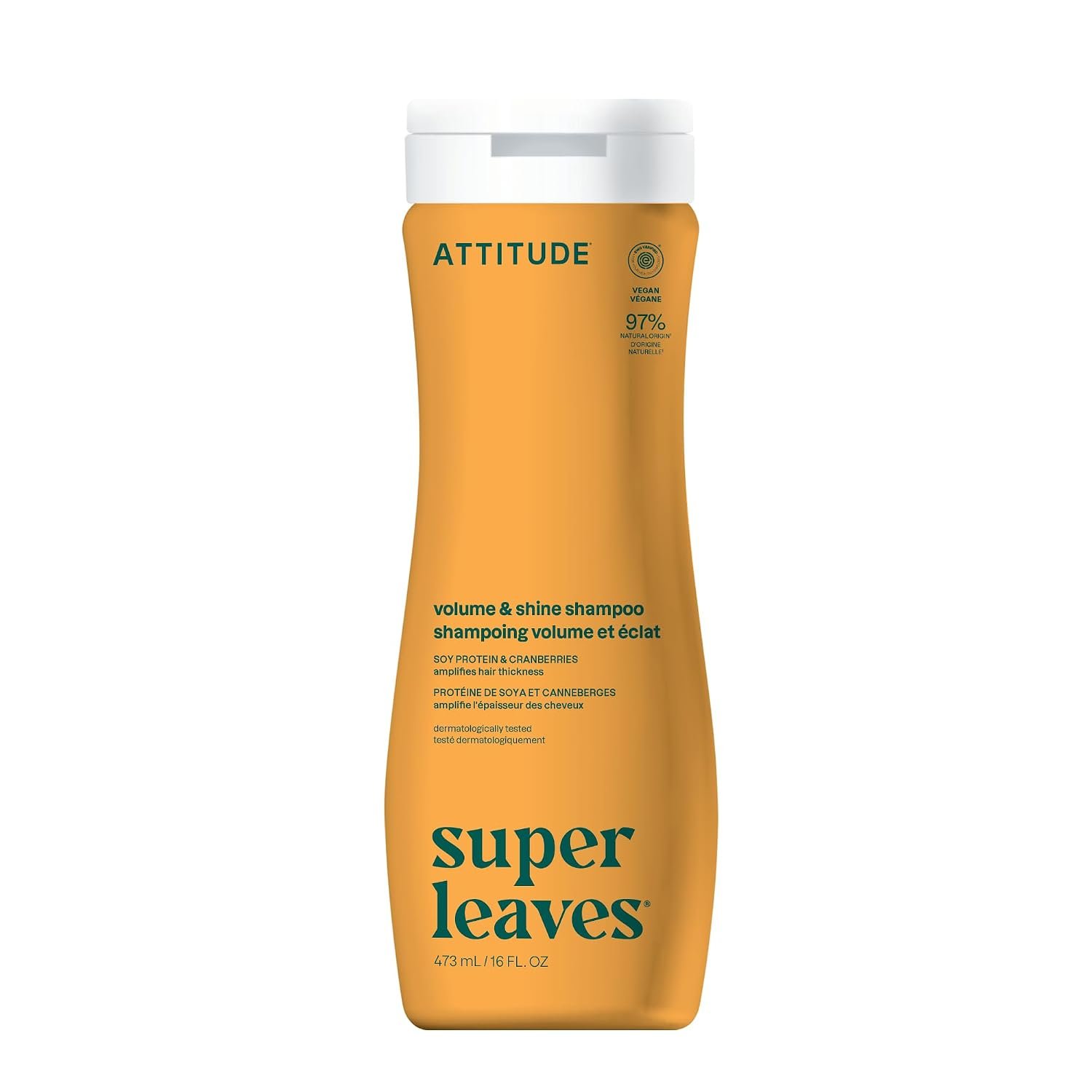 ATTITUDE Volume and Shine Hair Shampoo, EWG Verified, For Thin Hair, Naturally Derived Ingredients, Vegan and Plant Based, Soy Protein And Cranberries, 16 Fl Oz