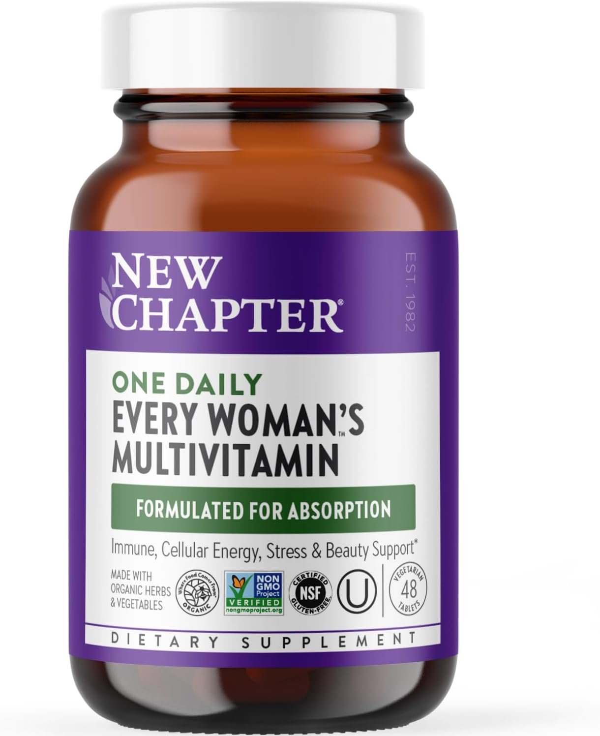New Chapter Every Woman’s One Daily Multivitamin – Bone, Energy & Immune Support* – Whole-Food Fermented Nutrients – No Added Sugar – Vegetarian & Gluten-Free – 48 Tablets