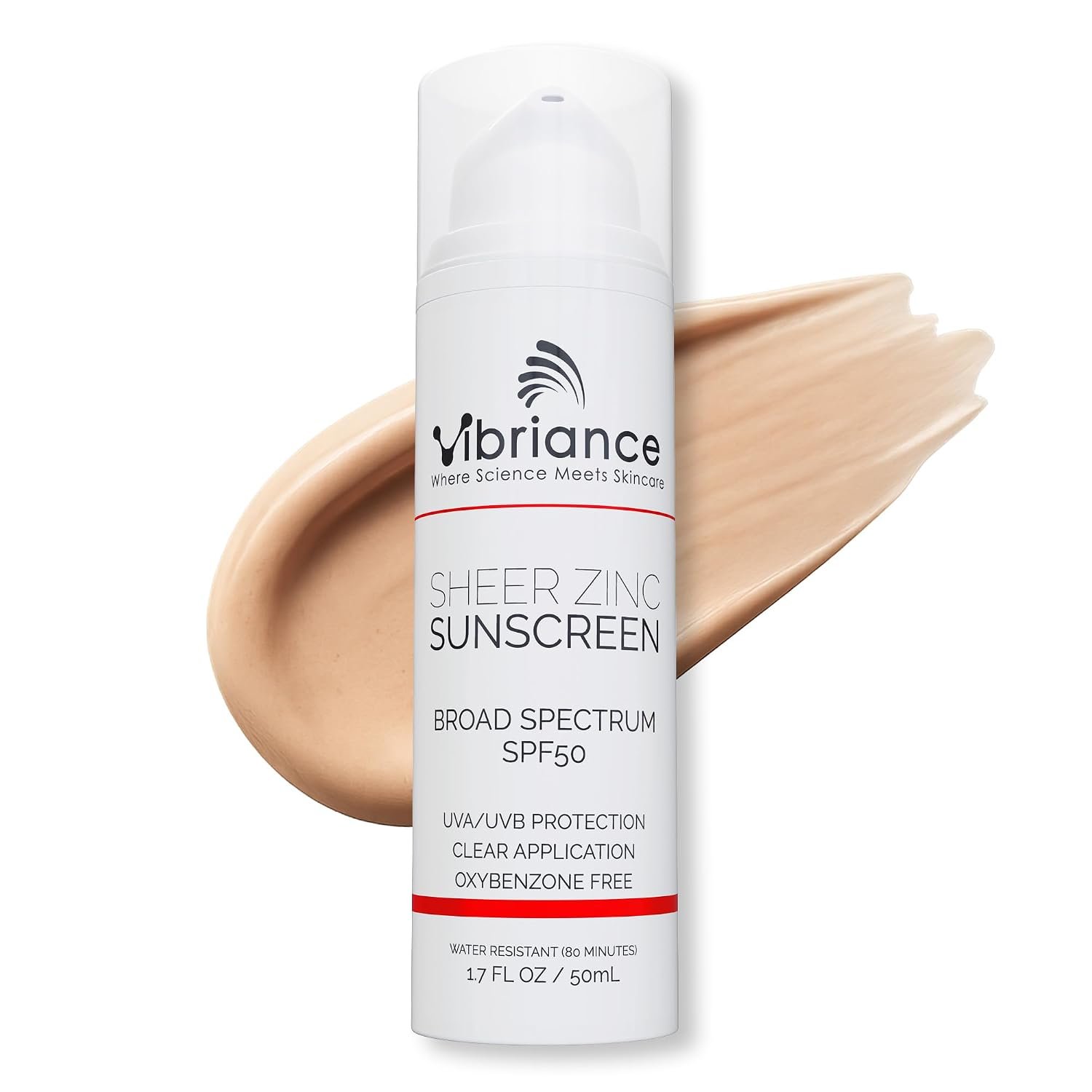 Vibriance Sheer Zinc Tinted Sunscreen for Face SPF 50 1.7 fl oz | Skin Tint & Tinted Face Moisturizer for Mature Skin, Broad Spectrum, No White Cast, Niacinamide & Hyaluronic Acid