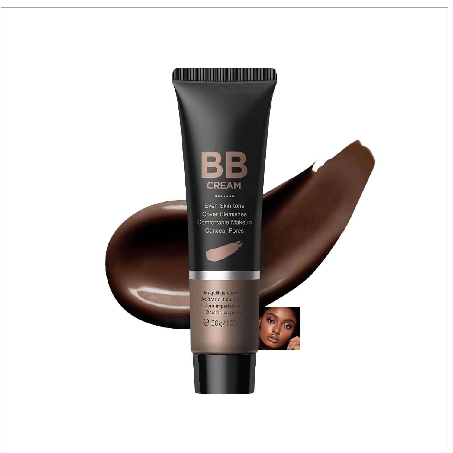 Hydrating BB Cream, Full-Coverage Foundation & Concealer Face Moisturizer for Women Beauty Skin, Even Skin Tone, Oil Control & Cover Flaws, Natural Finish for All Skin Types (Chocolate 420)