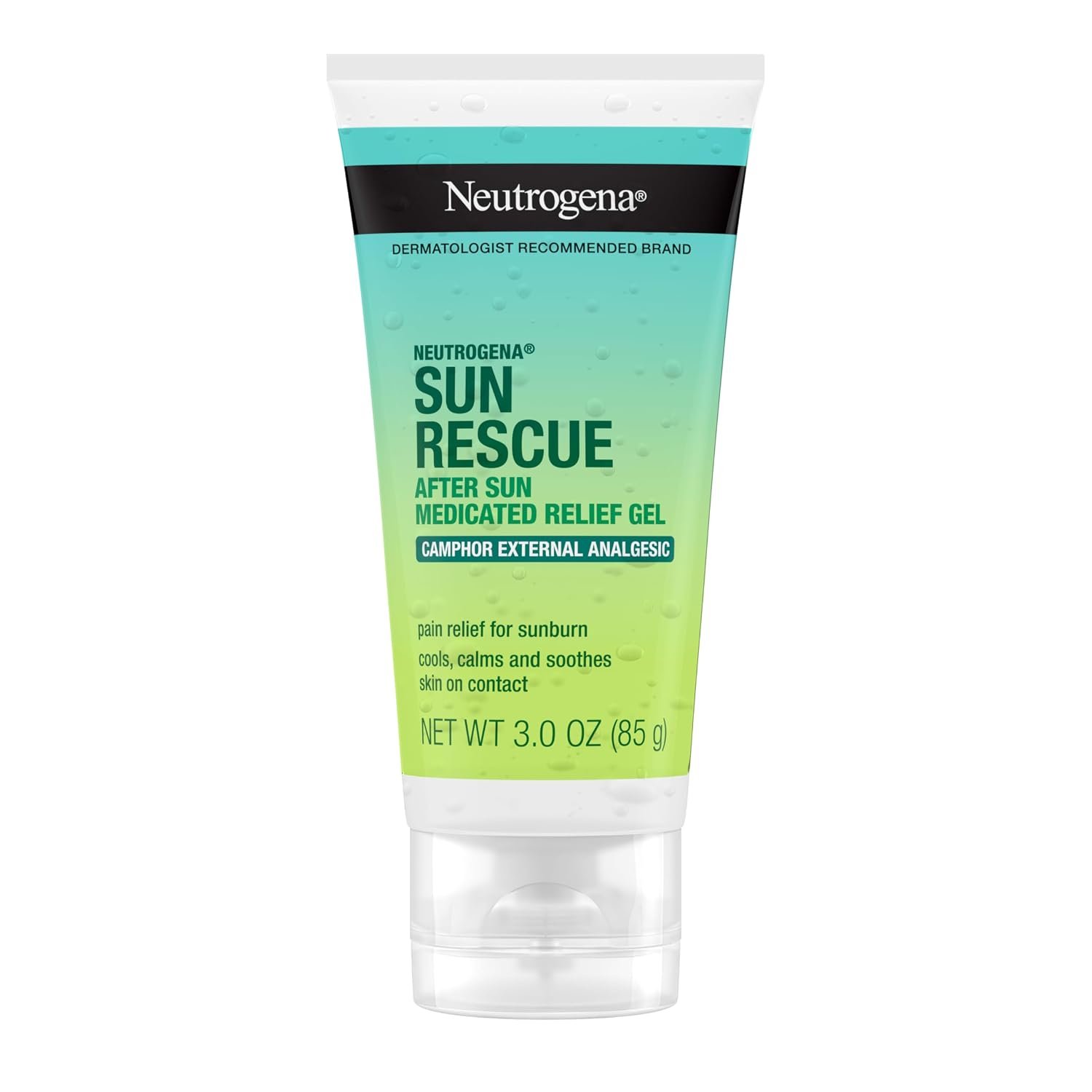 Neutrogena Sun Rescue After Sun Relief Gel, 0.45% Camphor, 3 oz | External Analgesic, Cooling & Soothing, Painful Sunburn & Itch Relief, Fragrance-Free