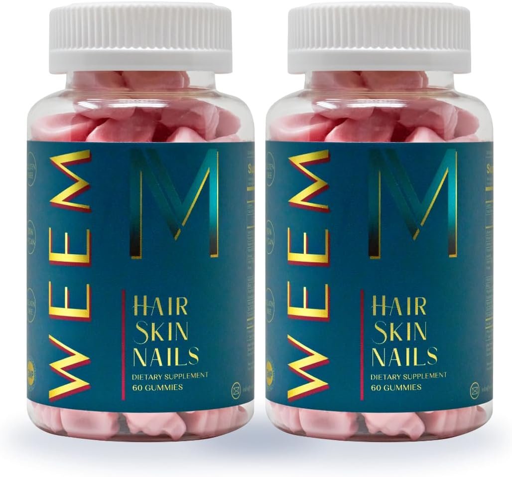 WEEM Hair Skin and Nails Gummies – Supports Healthy Hair – Vegan biotin Vitamins for Women & Men Supports Faster Hair Growth, Stronger Nails, Healthy Skin, Extra Strength (2)
