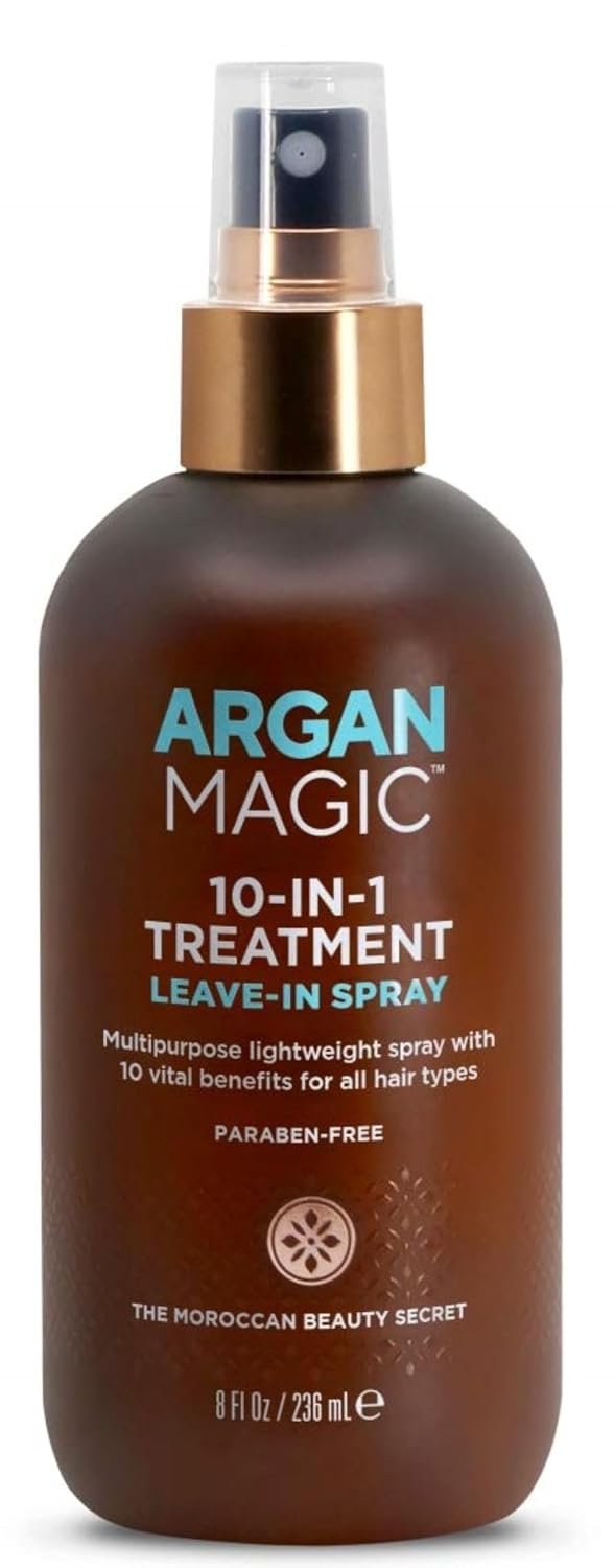 Argan Magic 10 in 1 Hair Treatment & Stylizing Spray – Multipurpose Leave in Spray for all Hair Types | Paraben Free, (8 oz)