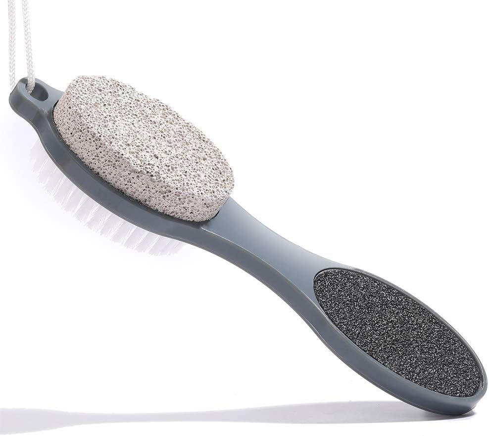 CAREHOOD Foot File Callus Remover – Foot Scrubber Pedicure Tool (Grey) | 4 in 1 Feet Pedicure Tools with Foot Scrubber, Pumice Stone, Foot Rasp and Sand Paper for Home Foot Care