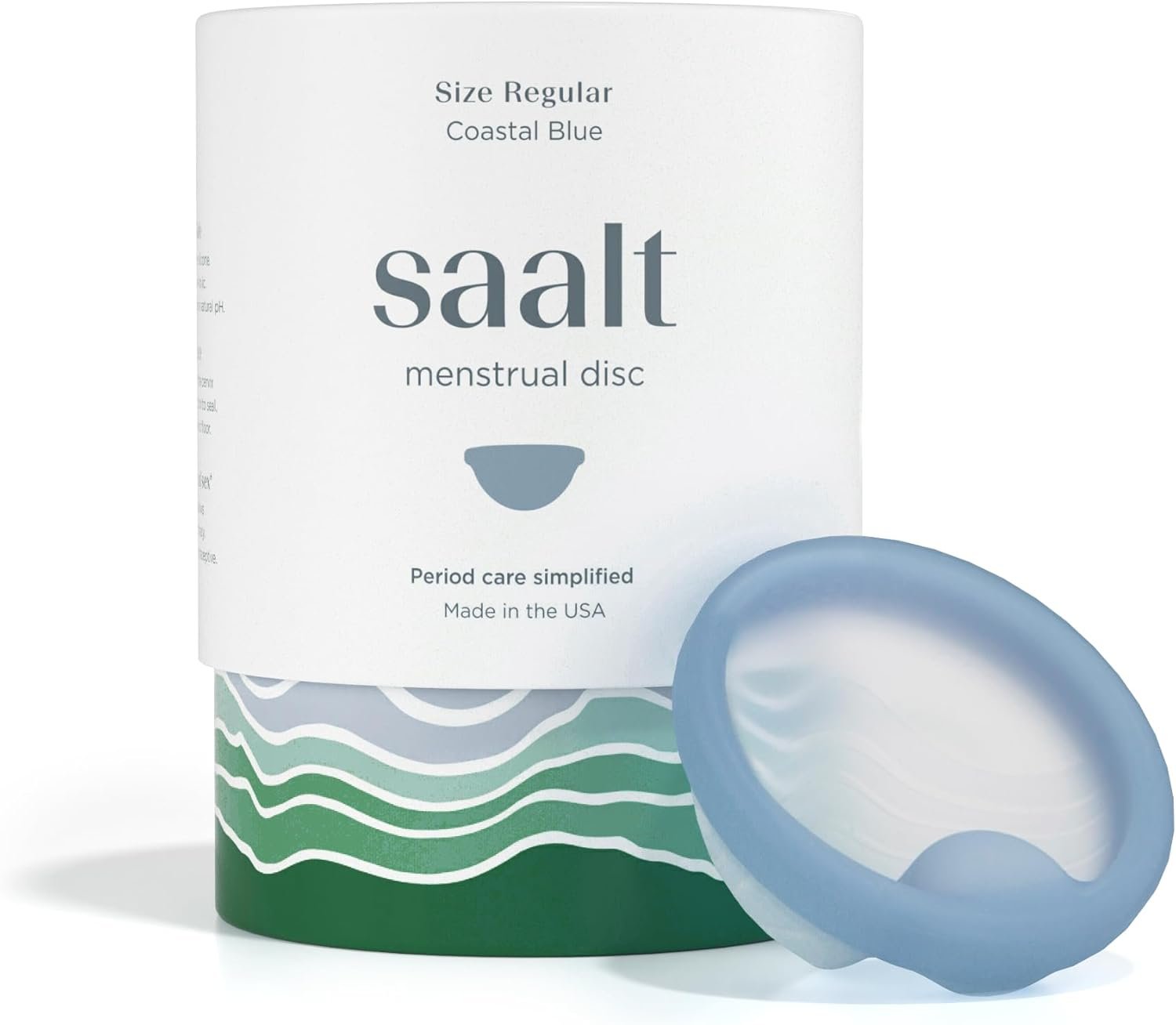 Saalt Menstrual Disc – Soft, Flexible, Reusable Medical-Grade Silicone – Wear 12 Hours – Removal Notch – Two Sizes – Menstrual Cup or Tampon Alternative – Made in USA – Lasts 10 Years (Blue, Regular) | Removal Notch, Tampon Alternative, Leak-Free Protection Up to 12 Hours, Made in USA, Lasts 10 Years, Blue, Regular