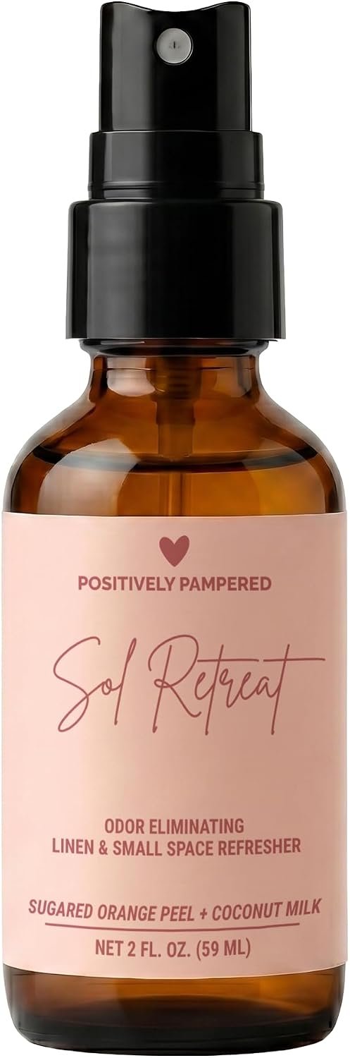 Sol Retreat Luxury Small Space Air & Linen Freshener Spray – Sugared Mango + Coconut Milk – Artisan Blended Home Fragrance – Non Toxic Room Spray + Odor Eliminator – 2 oz Travel Size