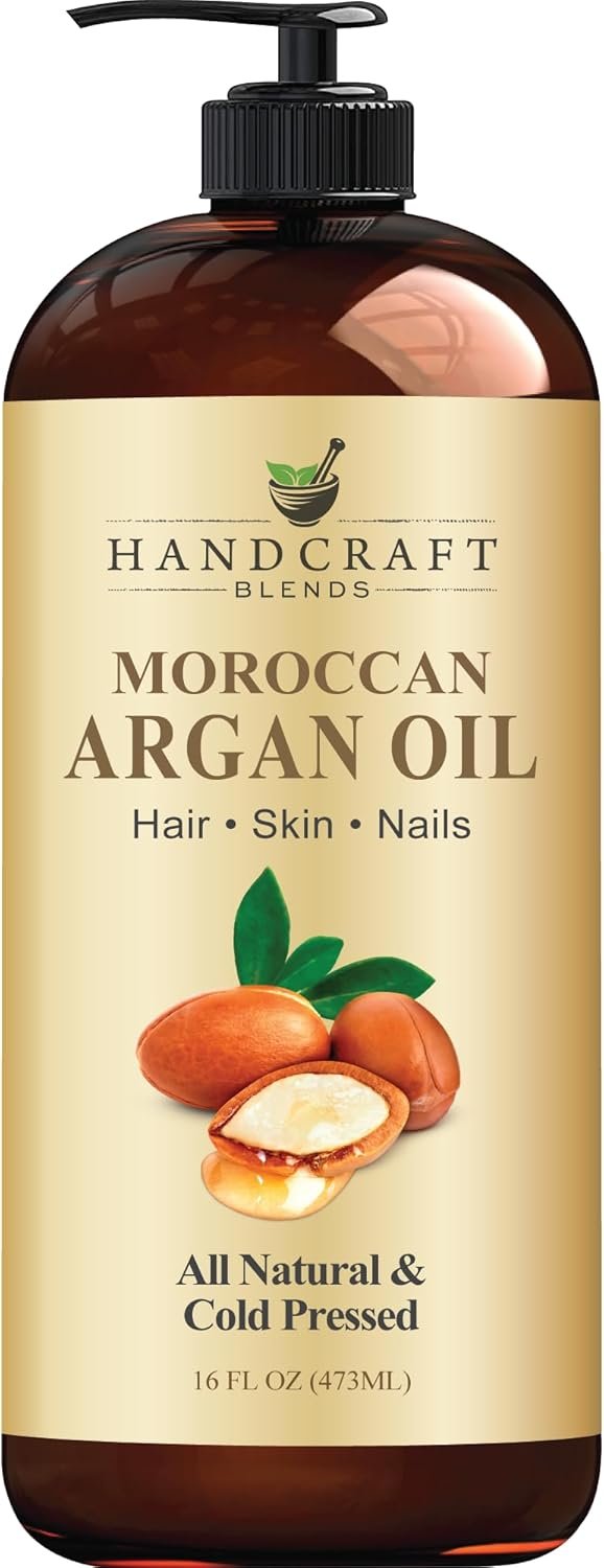 Handcraft Blends Moroccan Argan Oil – 16 Fl Oz – 100% Pure and Natural – Premium Grade Carrier Oil for Skin and Hair – Hair and Body – Massage – Cold-Pressed