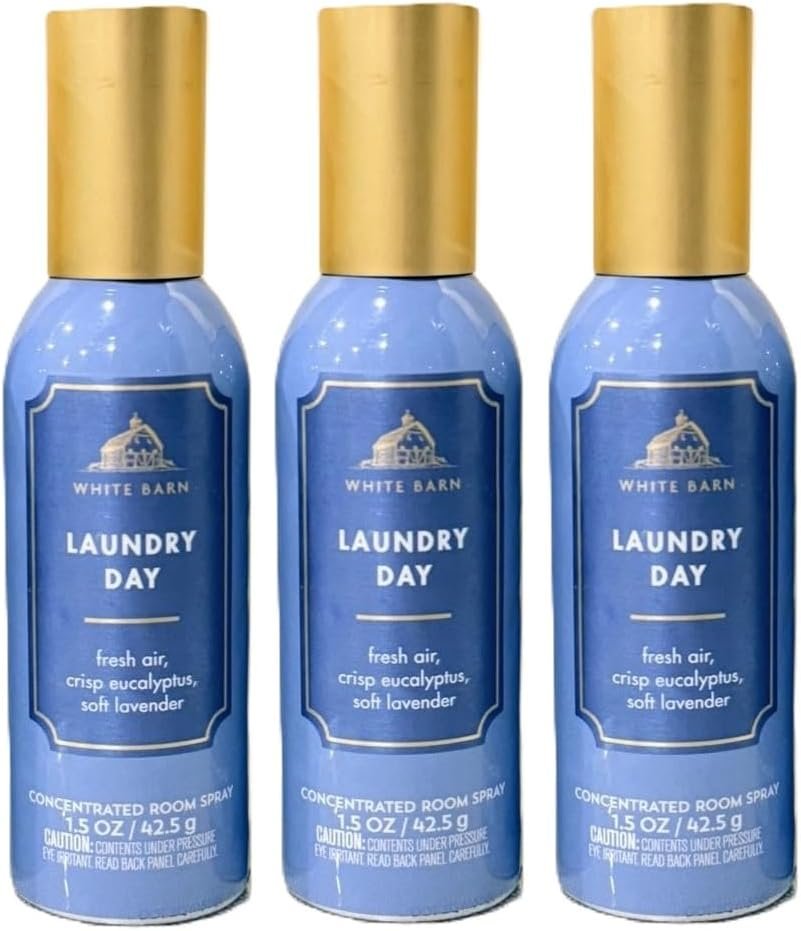 Bath and Body Works Concentrated Room Spray 1.5 oz each – Pack of 3 – Packaging May Vary (Laundry Day)