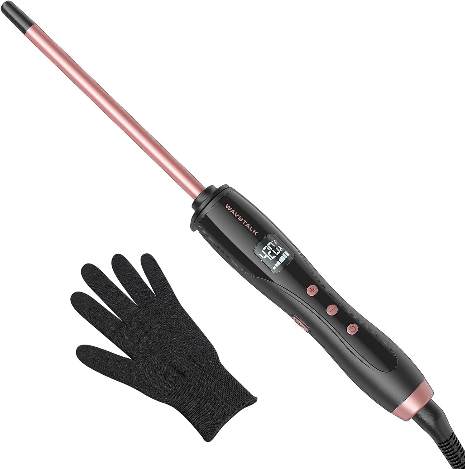 Wavytalk 3/8 Inch Small Curling Iron for Short & Long Hair, Ceramic Barrel | Instant Heat Up Wand Curling Iron, Small Curling Wand with 9 Adjustable Temperatures, LED Display, Dual Voltage