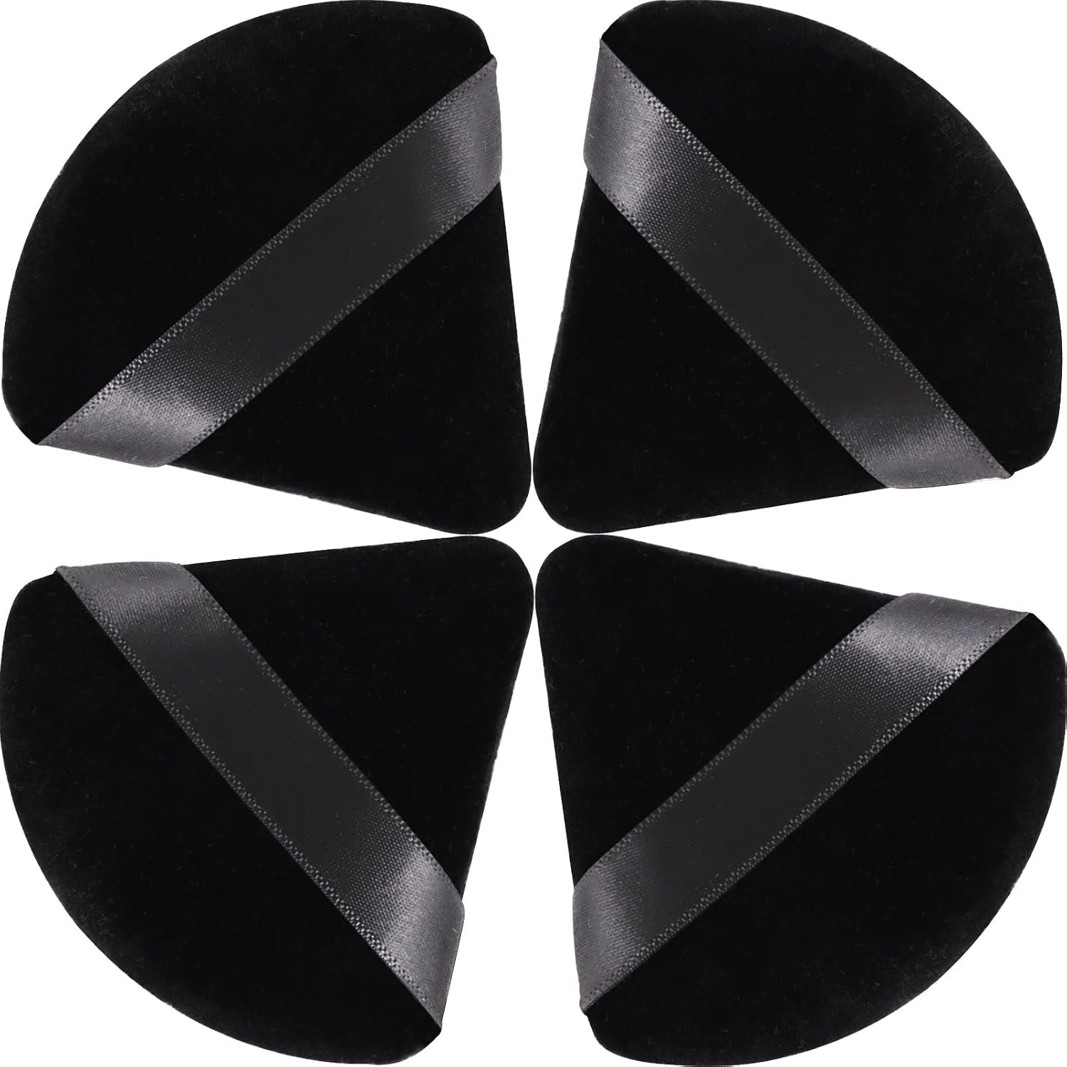 JOLY Triangle Powder Puff Face Makeup Sponge Beauty Blender Stocking Stuffers Puffs for Women apply Loose Powder and Foundation (4Pcs Black)