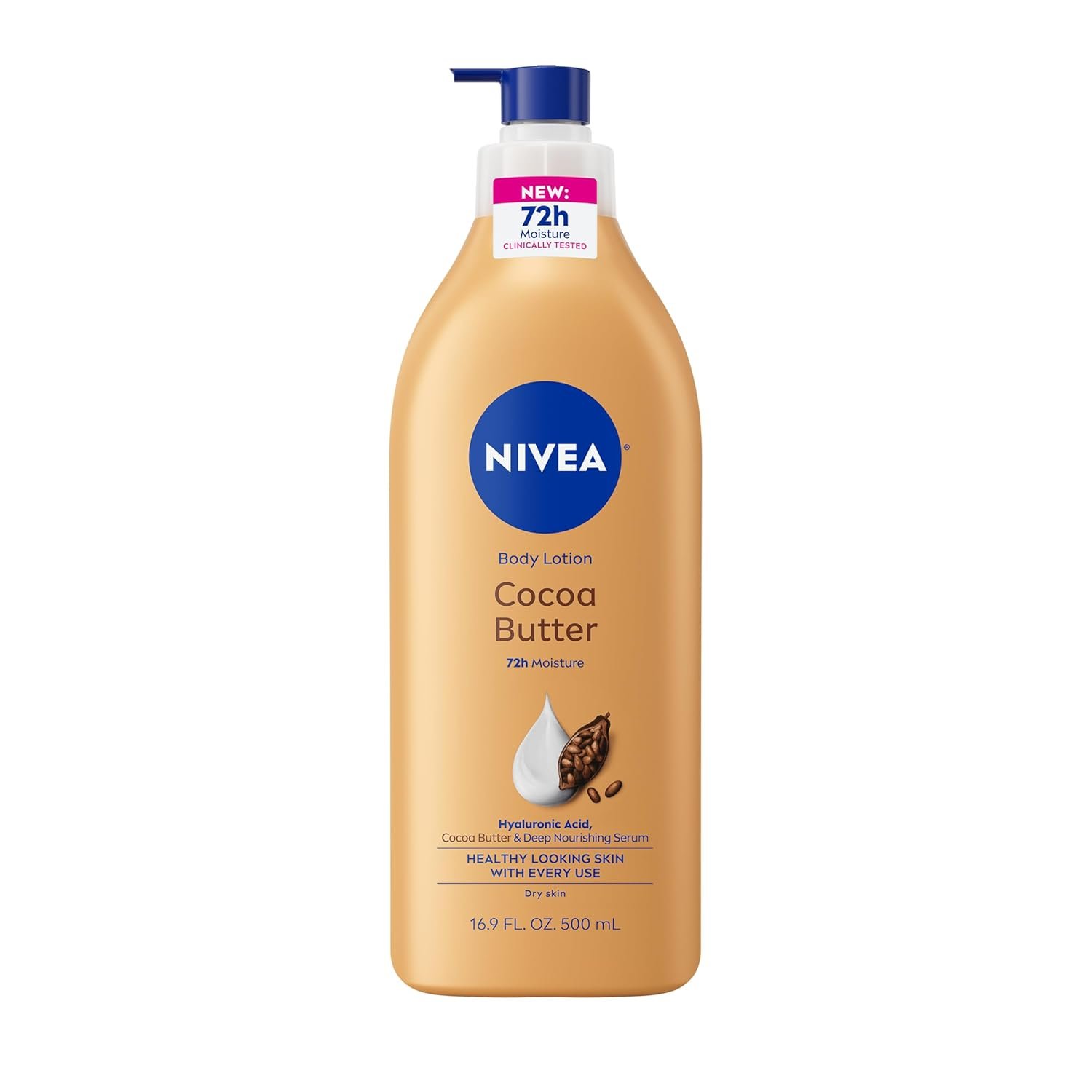 NIVEA Cocoa Butter Body Lotion for Dry Skin with Hyaluronic Acid, 16.9 Oz