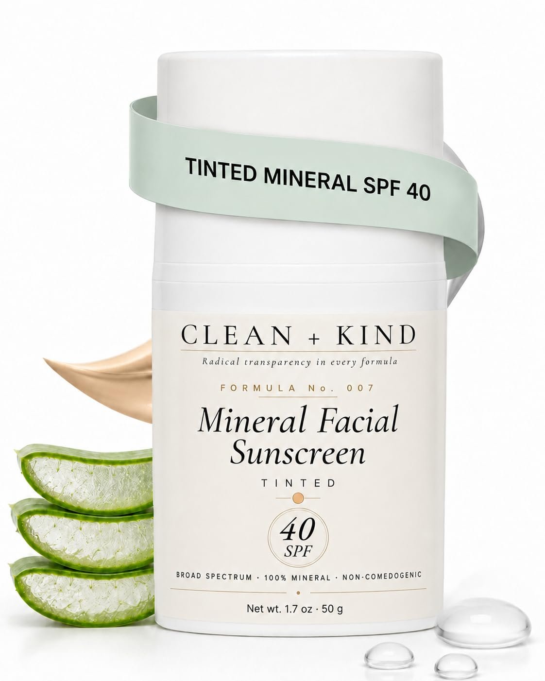 Tinted Mineral Sunscreen for Face SPF 40 Iron Oxide + Tallow | Iron Oxide Tinted Sunscreen, Non-Nano Zinc Oxide, Niacinamide + Hyaluronic Acid, Vitamin C, Fragrance-Free, No White Cast