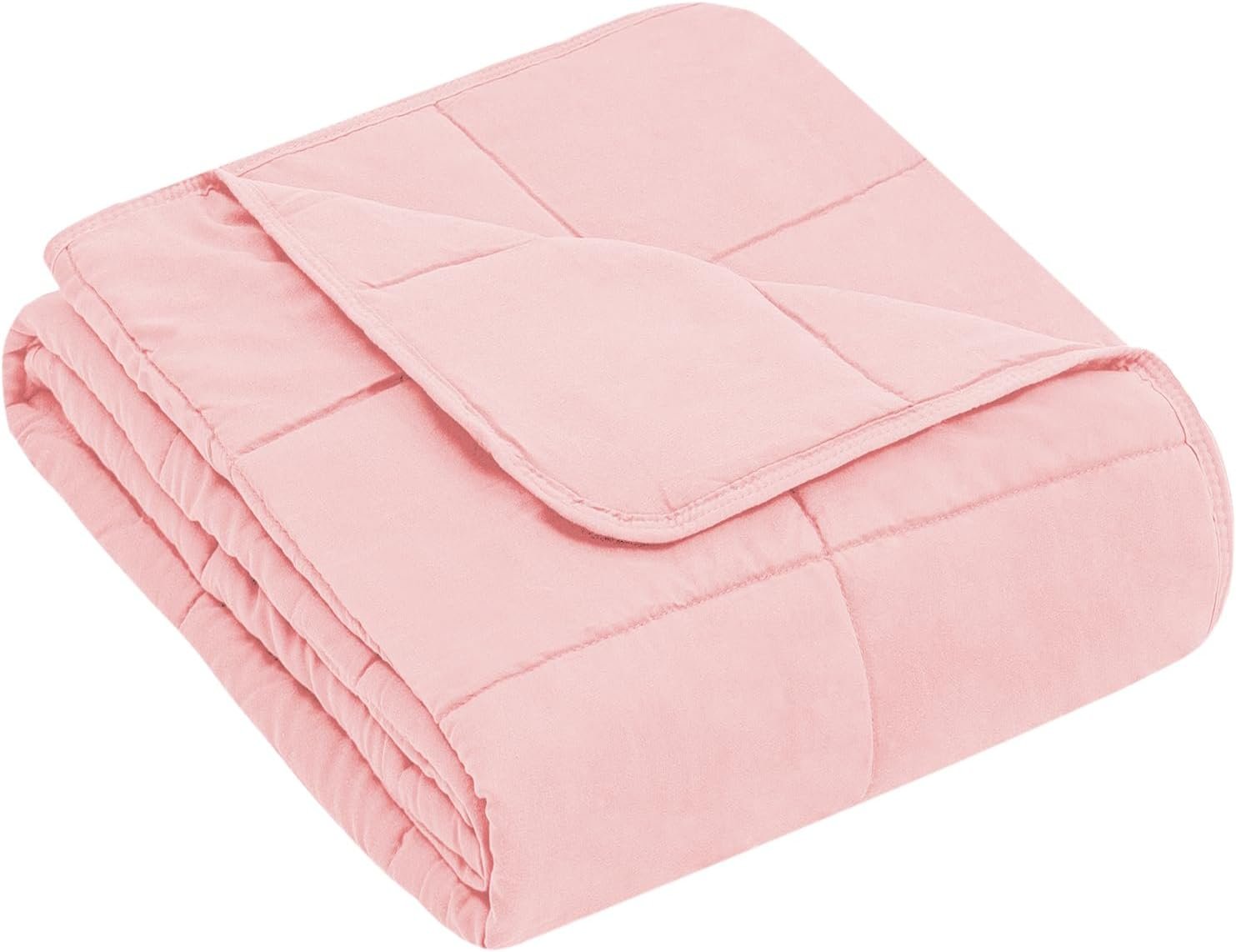 yescool Weighted Blanket (7 lbs, 41″ x 60″, Pink) Cooling Heavy Blanket, Perfect for 60-90 lbs, Breathable Throw Blanket Gifts with Premium Glass Bead, Machine Washable