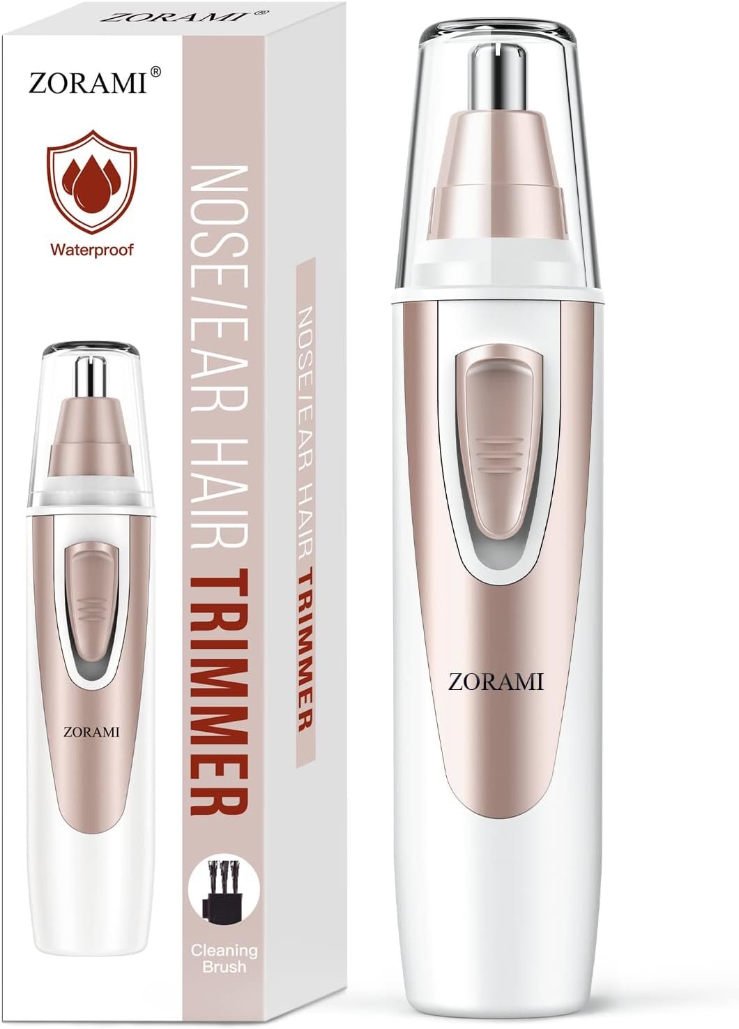 Ear and Nose Hair Trimmer Clipper – 2026 Professional Painless Eyebrow & Facial Hair Trimmer for Men Women, Battery-Operated Trimmer with IPX7 Waterproof, Dual Edge Blades for Easy Cleansing Pink