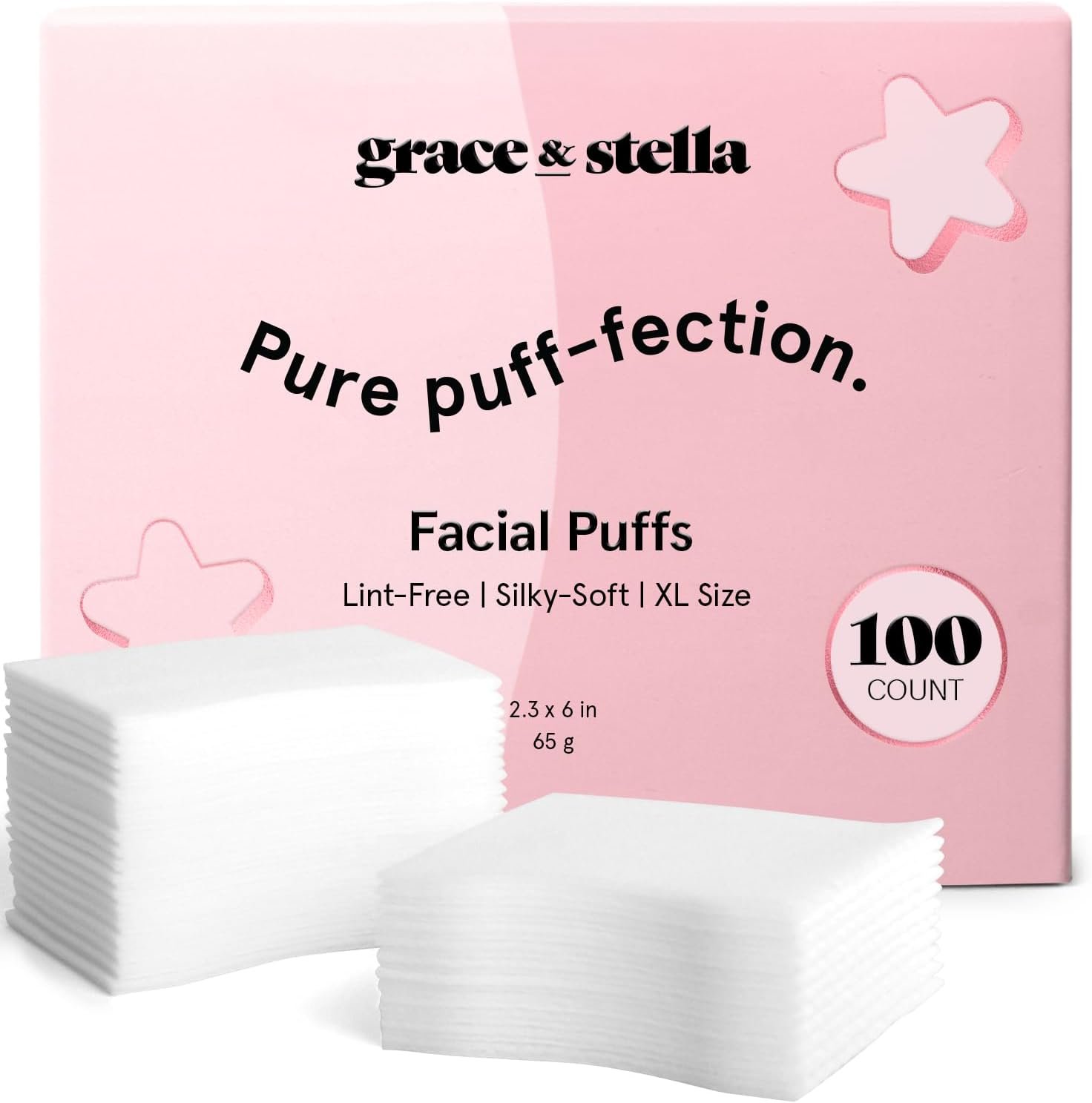 grace & stella Face Pads for Toner, Essence, and DIY Mask (100 Count) | Soft, Lint-Free Makeup Remover Pads – Durable Facial Pad for Skincare – Vegan, Cruelty-Free