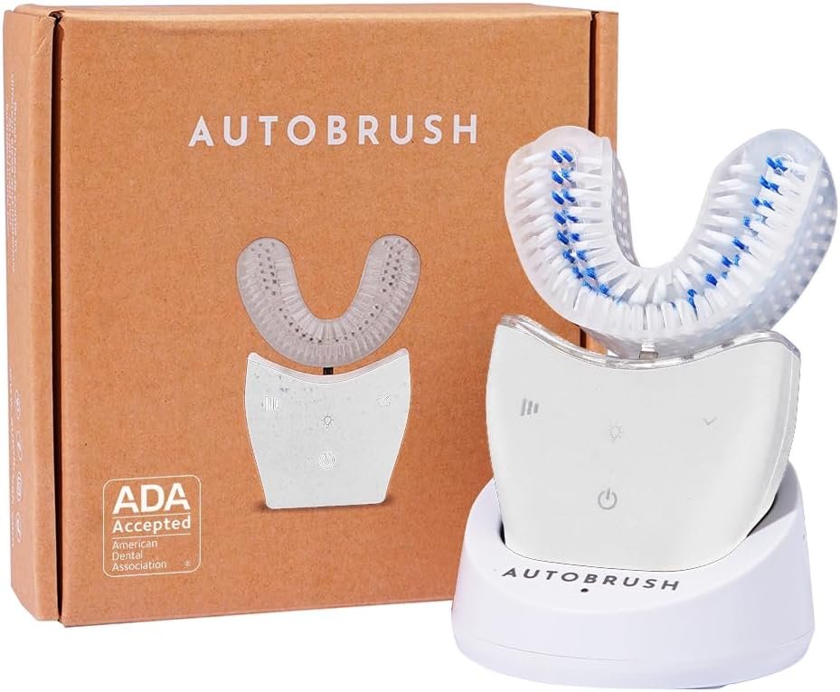Autobrush Sonic Pro Electric Toothbrush – Only ADA Accepted U-Shaped Brush, Clinically Proven Up to 5.1X Better Cleaning, 30-Second Full Mouth 360 Clean, Rechargeable, Waterproof, White, Women’s Small