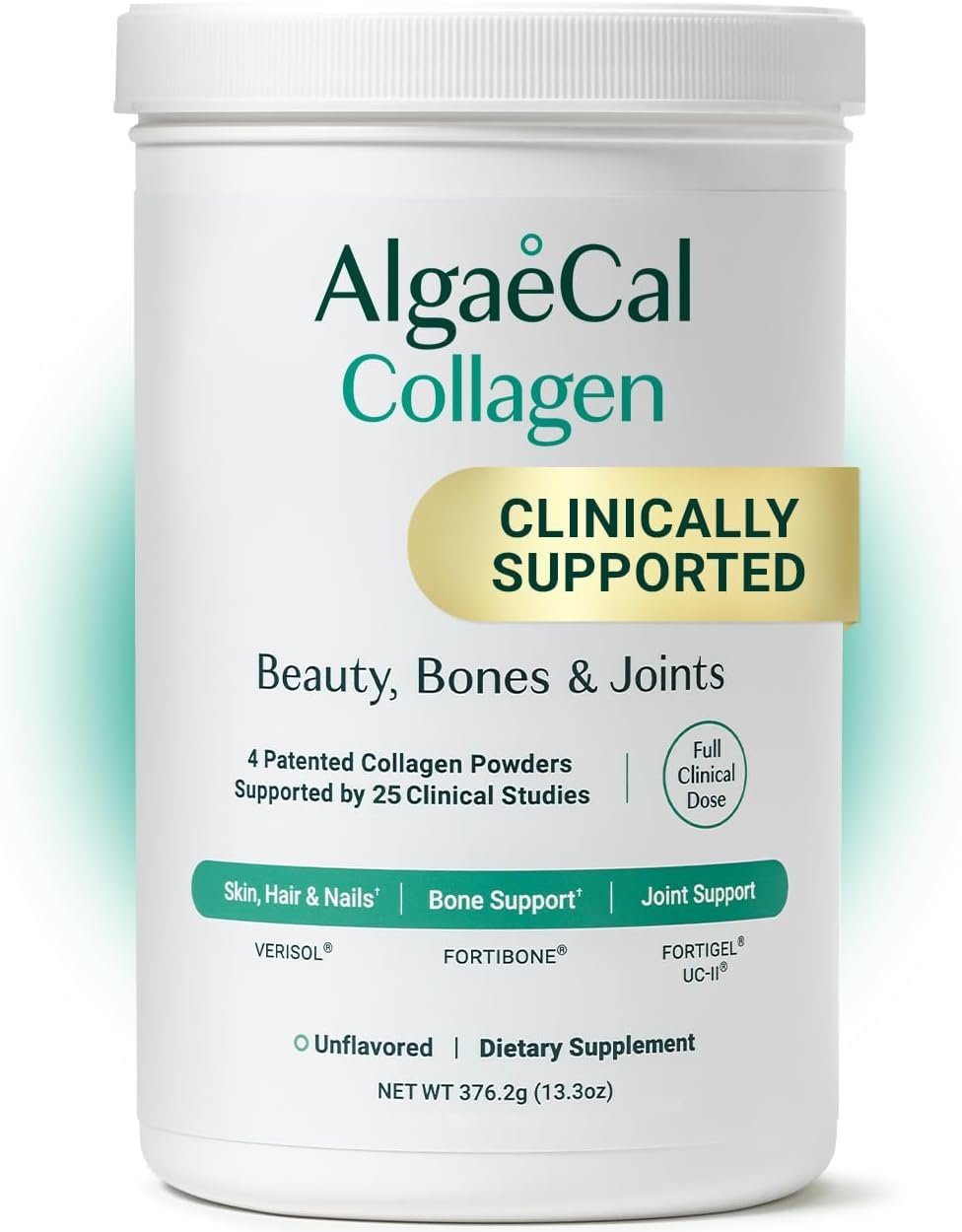 ALGAECAL Collagen Peptides, Skin Joint Bone Benefits, 30 Servings, 1 Pack | 4 clinically supported collagen peptides: VERISOL®, FORTIGEL®, UC-II® & FORTIBONE® for skin, joints, bones, hair & nails.