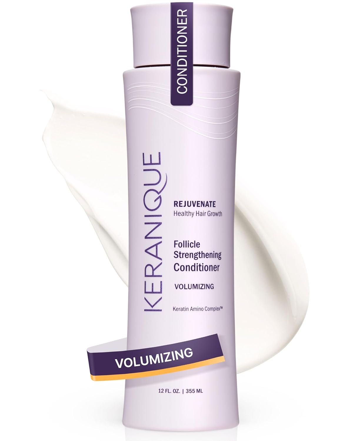 Keranique Volumizing Keratin Conditioner for Fine & Thinning Hair – Lightweight Strengthening Formula with Keratin & Niacinamide – Fullness, Thickness & Root Lift – Keratin Amino Complex™ – 12 Fl Oz | Volumizes Hair