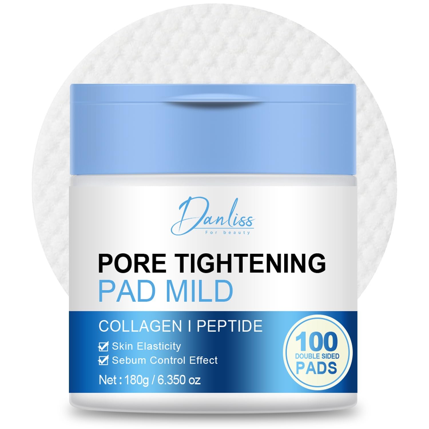 Pore Tightening Cleansing Pads with Niacinamide, Vitamins B5, C & E, Hydrating and Soothing, Improving Elasticity Pore Refining Toner Perfecting Cleansing Pads (100 pc)