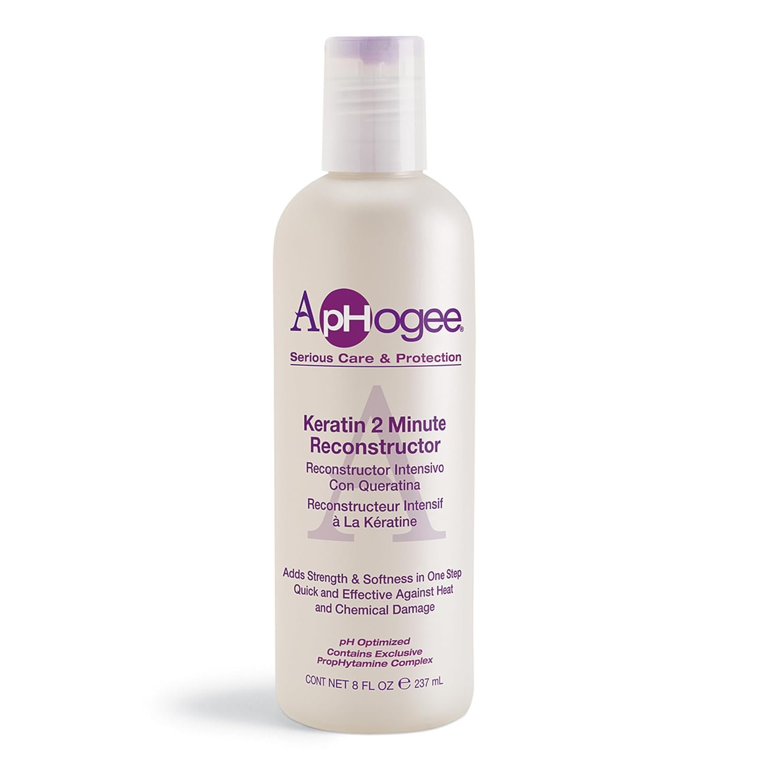 Aphogee Keratin 2 Minute Reconstructor, 8 fl oz – Deep Conditioner for Color-Treated & Heat-Styled Hair, Smooths & Adds Shine