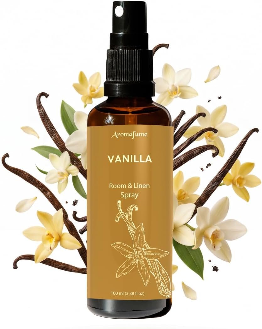 Vanilla Air Freshener Spray for Room, Linen & Pillow 100ml by Aromafume | Made with Pure Vanilla Essential Oil | Aromatherapy Spray to Comfort and Unwind | Mist for Bedding, Fabrics