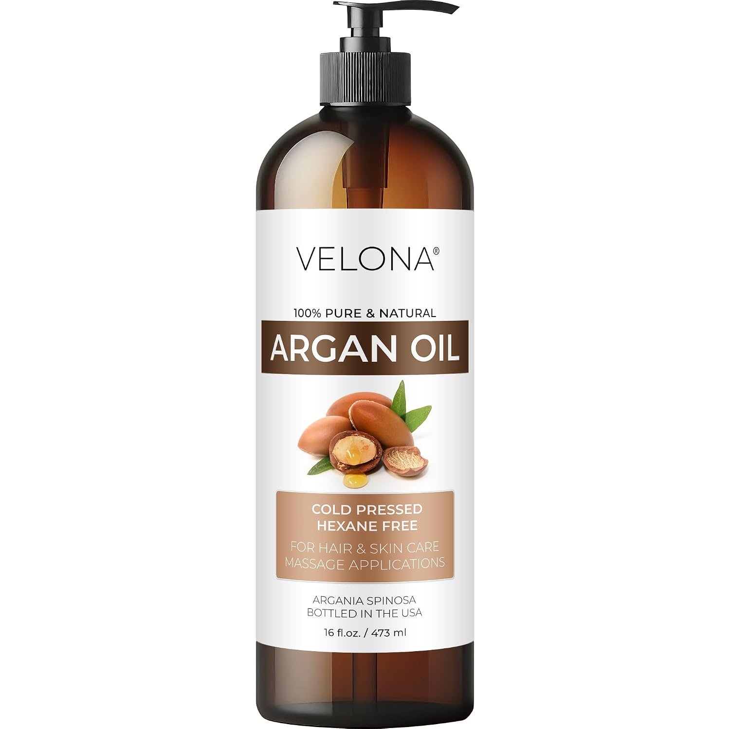 velona Argan Oil – 16 fl oz, Cold Pressed, Unrefined, with Pump