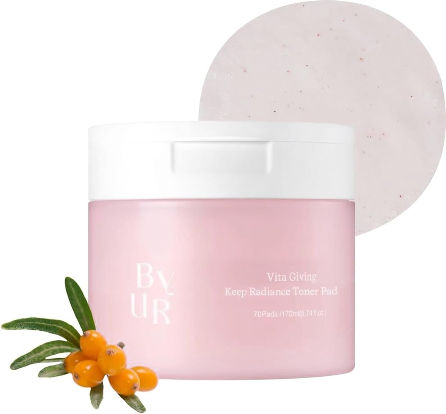 ByUR Vita Giving Keep Radiance Toner Pads – Dark Spots & Hyperpigmentation, Brightening & Hydrating, Hyaluronic Acid, Niacinamide, Vitamin C, Organic Cotton Facial Pore Care Korean Skincare (70 Count)