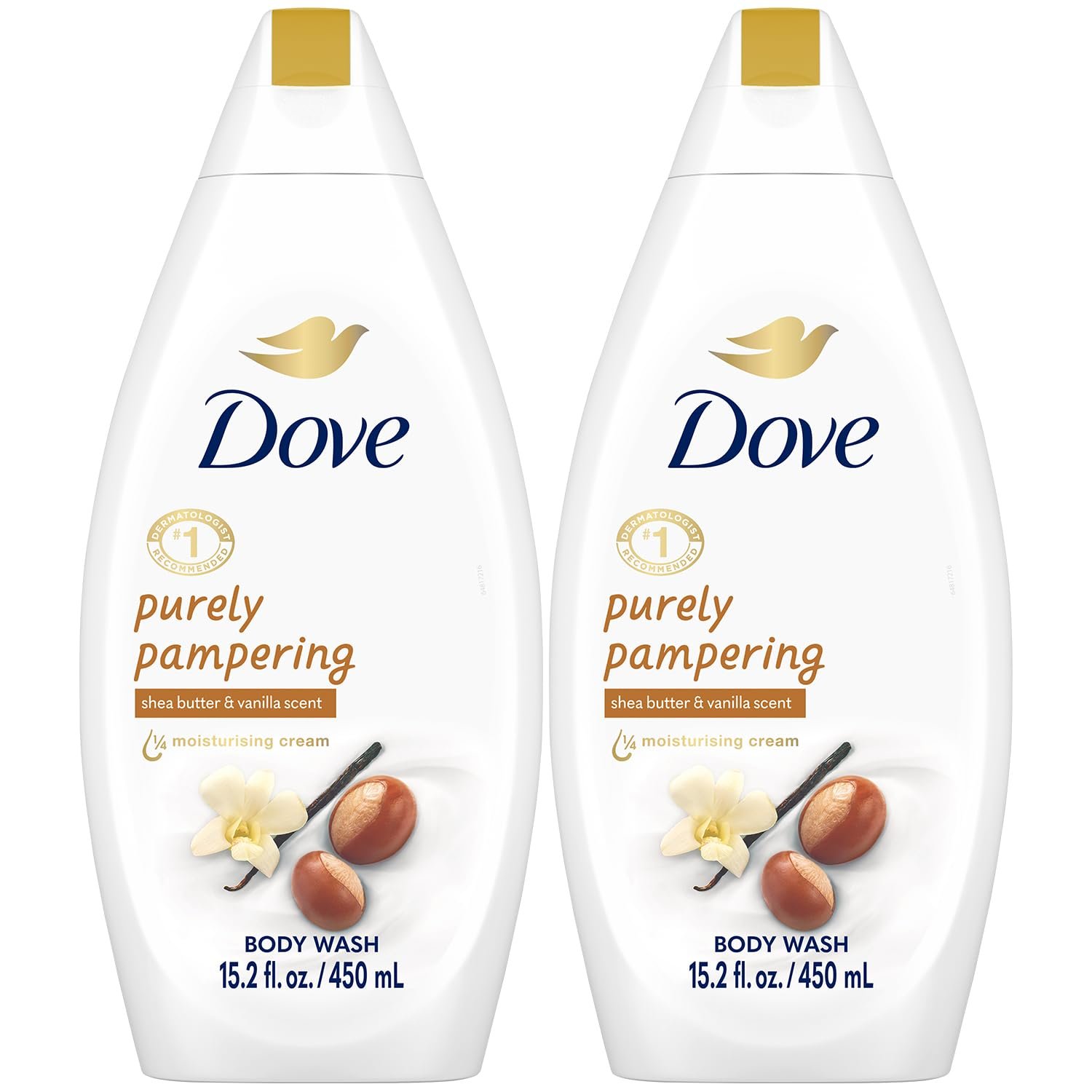 Dove Body Wash 2-Pack – Purely Pampering, Shea Butter & Vanilla for Softer, Smoother Skin, 15.2 Oz Ea