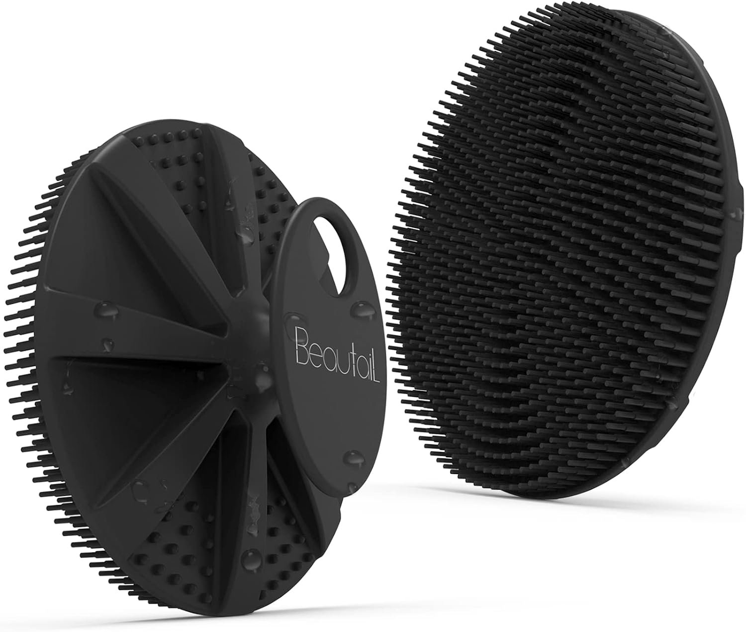 Silicone Body Scrubber, BEAUTAIL Gentle Exfoliating Shower Brush for Body | Hygienic Silicone Loofah, Easy-Grip Handle, Soft Bath Essential Scrubber for Sensitive Skin, Women, Men & Kids, 1 Pack, Black