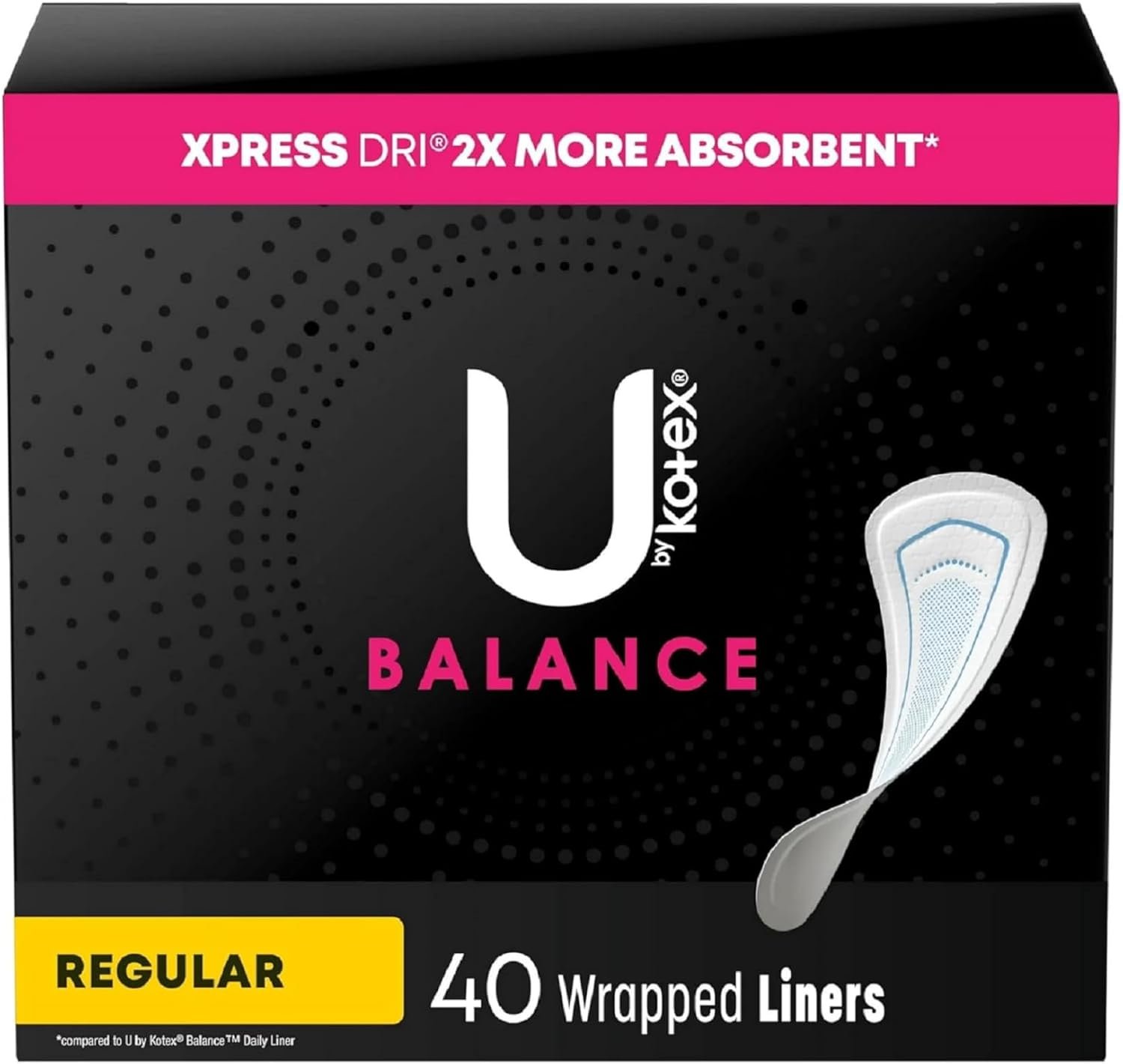 U by Kotex Balance Regular Liners, 40 Count