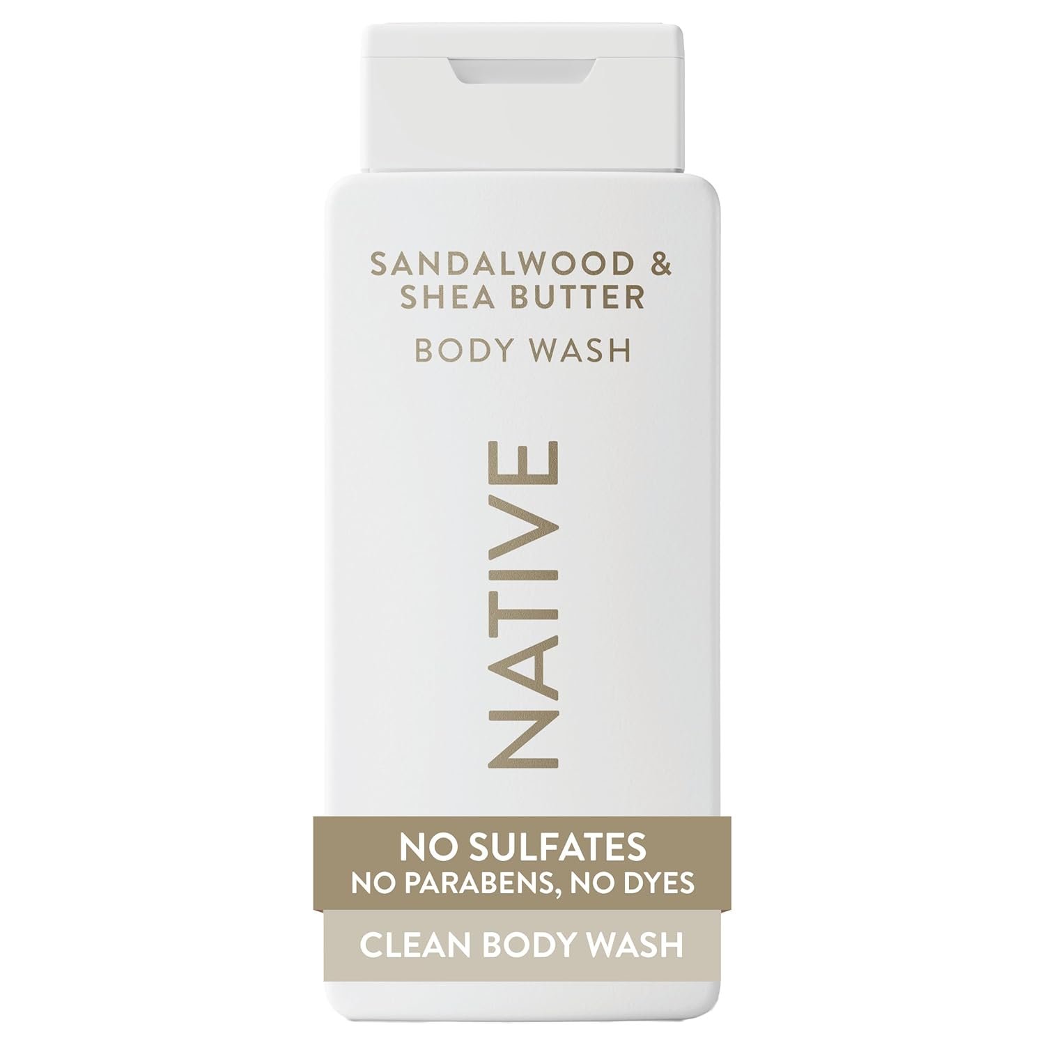 Native Clean Body Wash, Gentle & pH-balanced for Sensitive Skin, 24-Hr Freshness for Men & Women, Vegan & Cruelty-Free, Free of Sulfates & Parabens, Sandalwood & Shea Butter, 18 fl oz