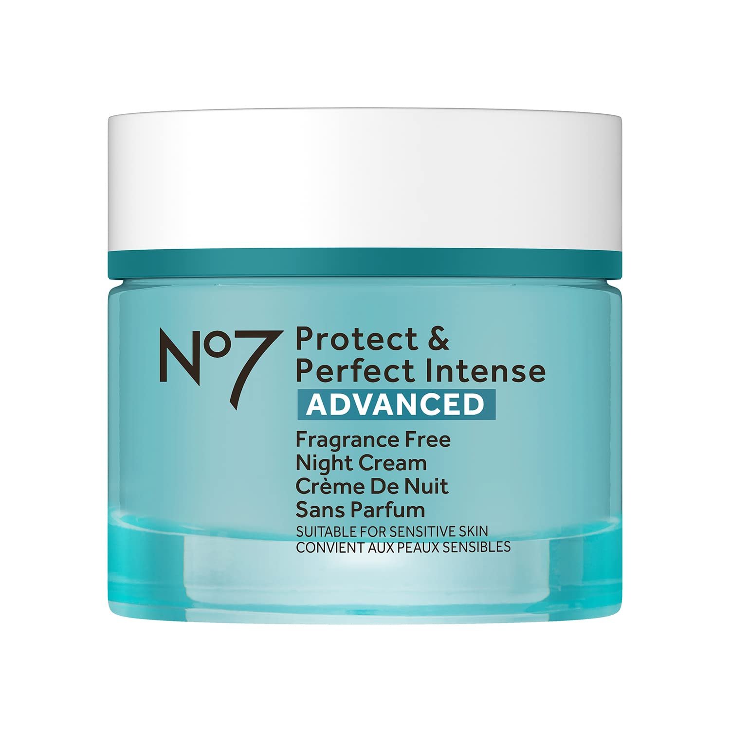 No7 Protect & Perfect Intense Advanced Night Cream Fragrance Free – Vitamin E & Shea Butter Face Cream – Fine Line Reducing Moisturizer with Collagen Peptide Technology (1.69 fl oz)