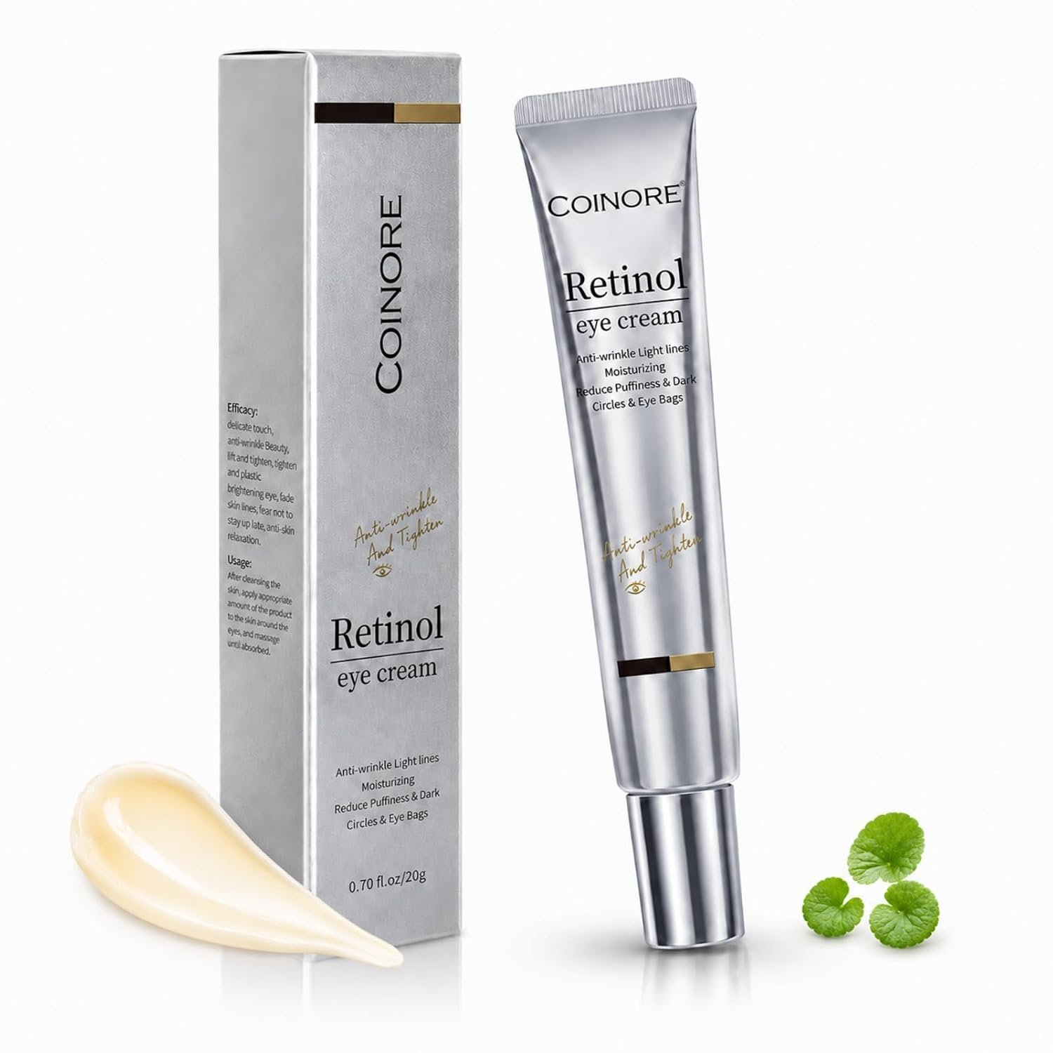 Retinol Under Eye Cream – Anti Aging Eye Cream for Dark Circles, Puffiness, Wrinkles, Reduces Eye Bags, Fine Lines & Crow’s Feet for Women & Men, 0.7 Fl Oz