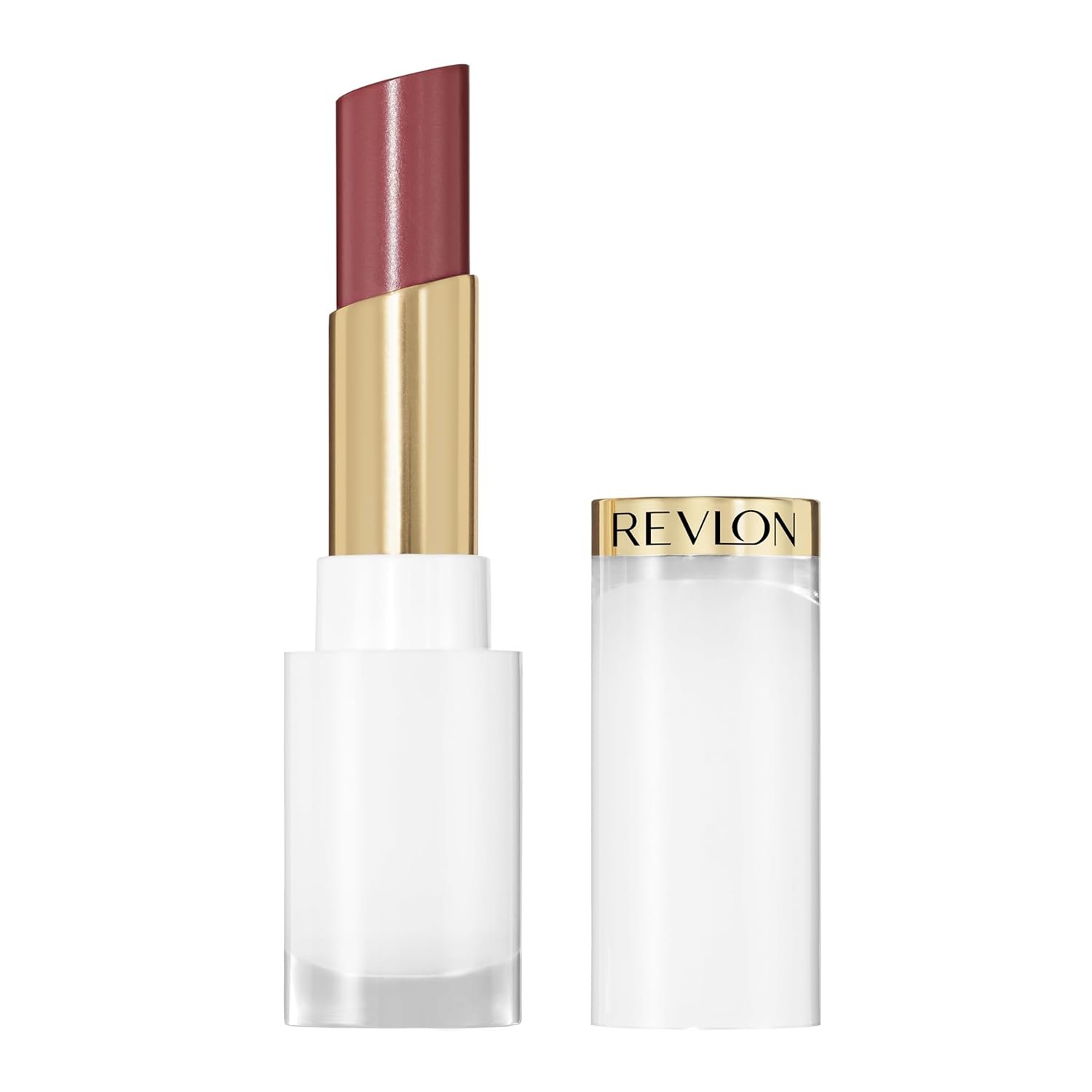 REVLON Super Lustrous Glass Shine Balm, 008 Rum Raisin, 0.11 oz | Sheer glossy tinted lip balm with hyaluronic acid, aloe & rose quartz. Hydrating shine in one swipe.
